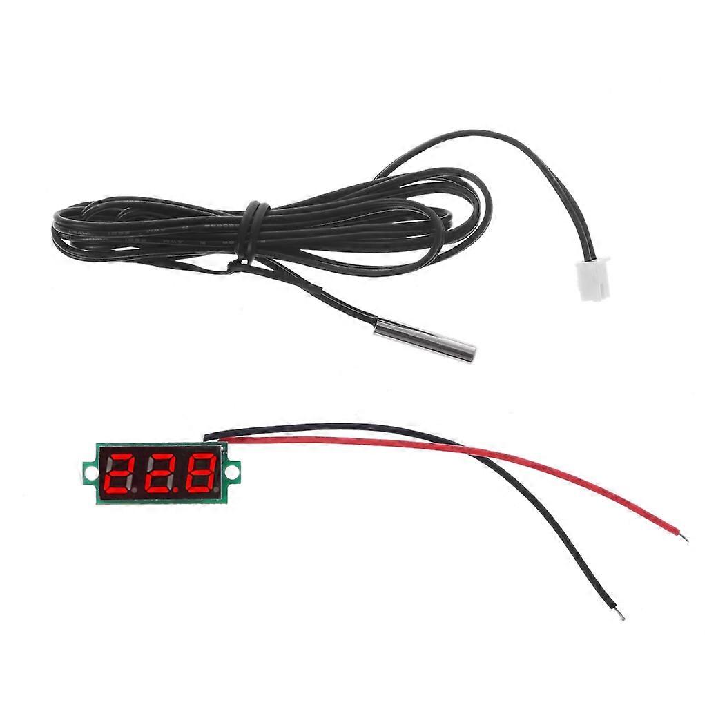 Misuratore di temperatura digitale da 0,28 "con sonda metallica NTC da 1 m Uso interno esterno per camera di condizionatore -20 °C ~ 100 °C Rosso