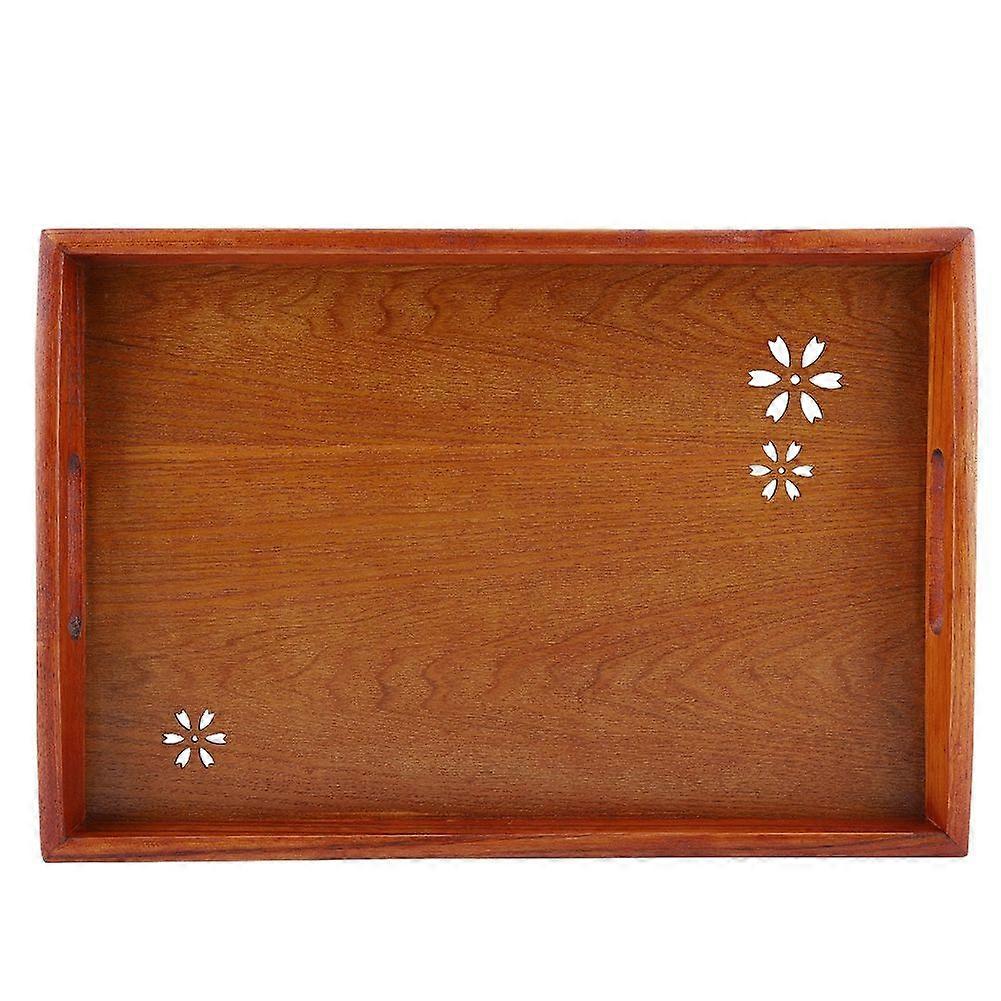 Light Rectangular Solid Wood Cherry Blossom Tea Tray Coffee Fruit Food  Serving Plate Home