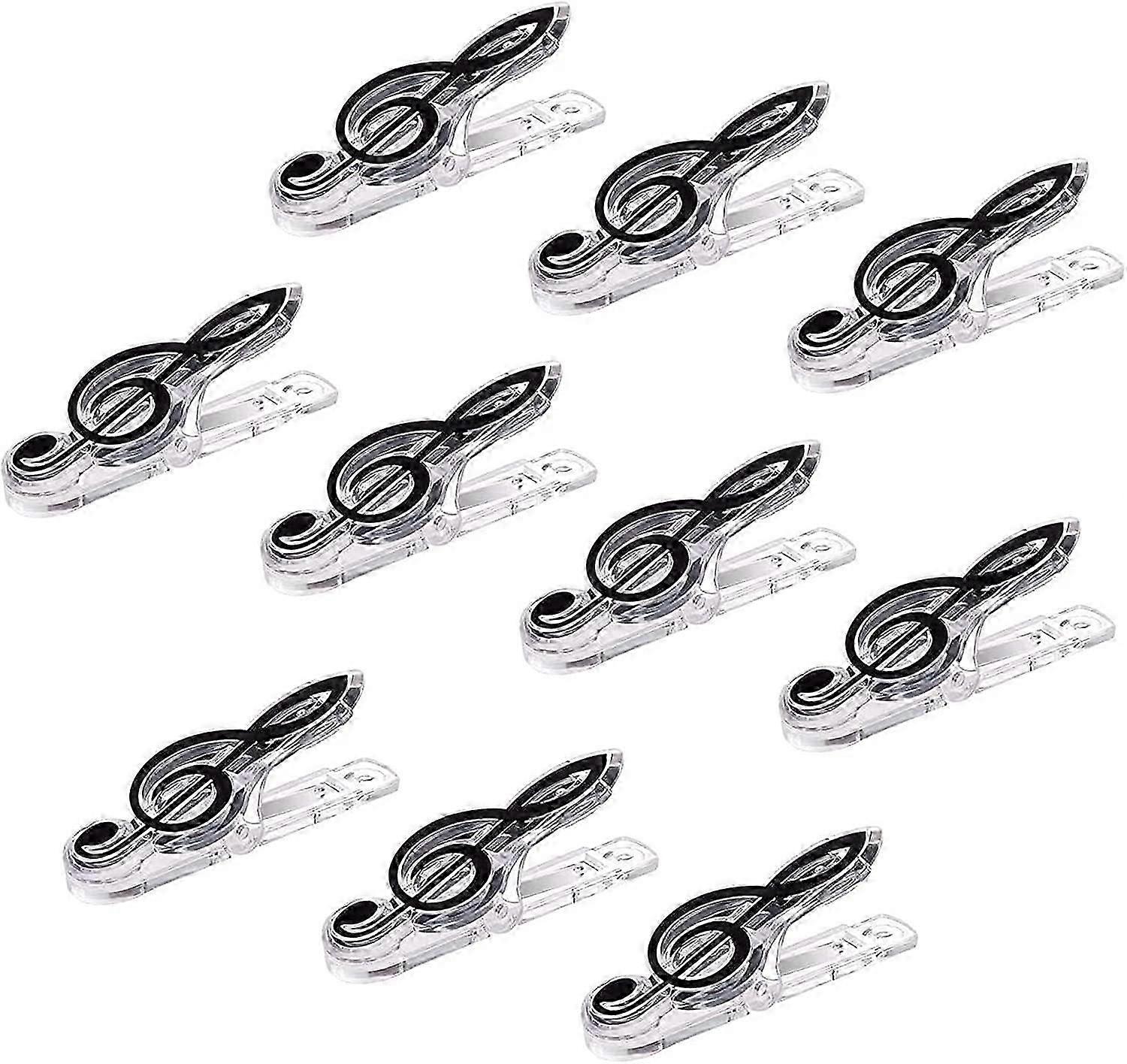 10 Pack Clear Plastic Music Note Clips for Pages and Sheet Music (Black)