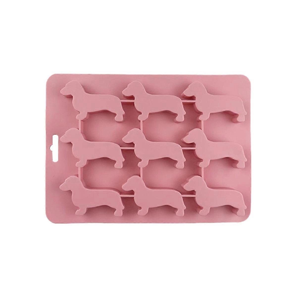 Silicone Dachshund Puppy Shaped Ice-Cube Chocolate Cookie Mold,Pink