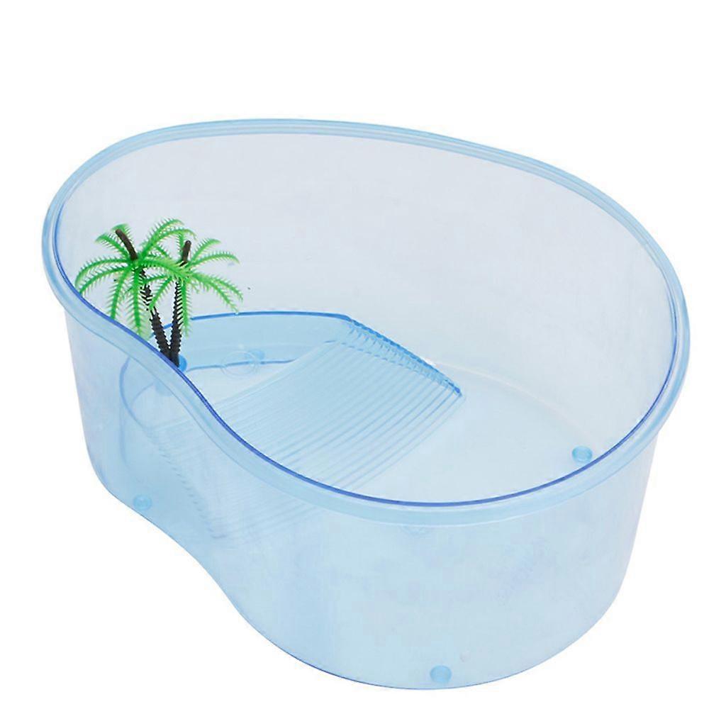 Small Turtles Tanks Clear Plastics Container Habitat with Ramp Baking Island
