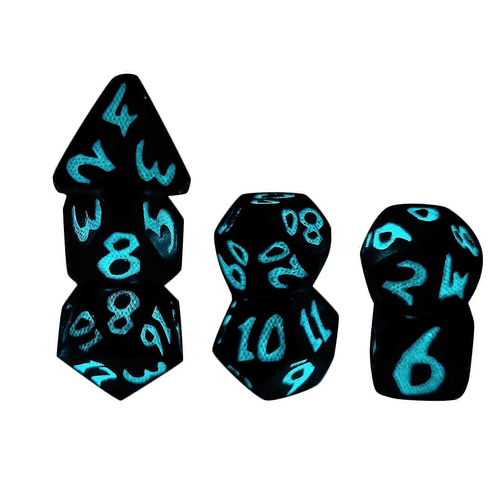 7Pcs Polyhedral Dice Set Light up Dice RPG Game Dice for Tabletop Game Green