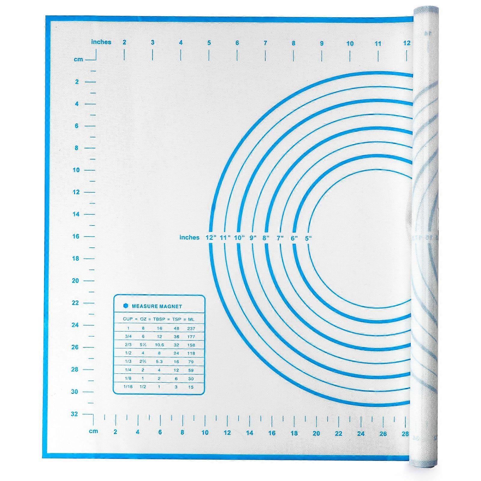 Baking Mats Silicone Kitchen Counter Dough Rolling Mat 24 x 16 Inches Anti-Slip Blue with Measurement Markings