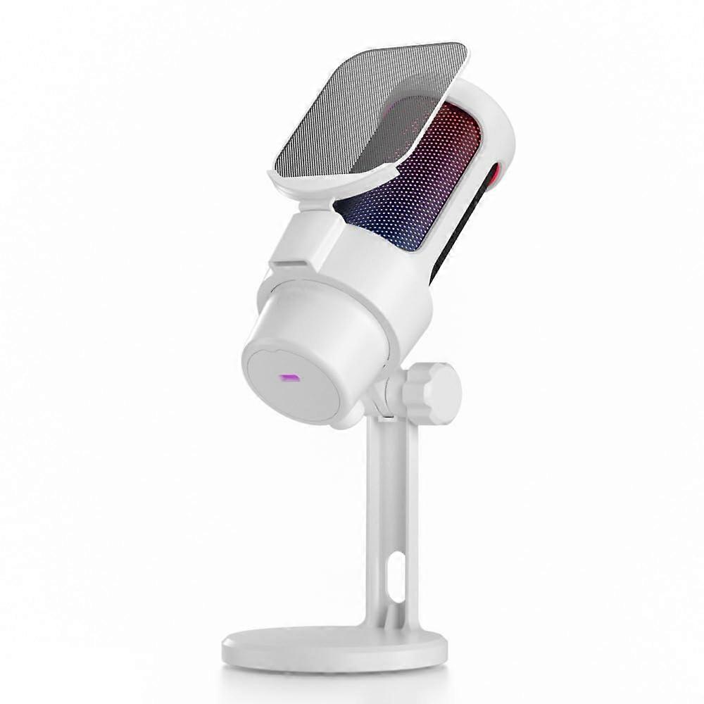 USB Gaming Microphone Computer Mic Kit RGB with Tripod Cardioid Mode Pick-up One Key to Mute and Gain Knob for Gaming/Meeting/Live Streaming