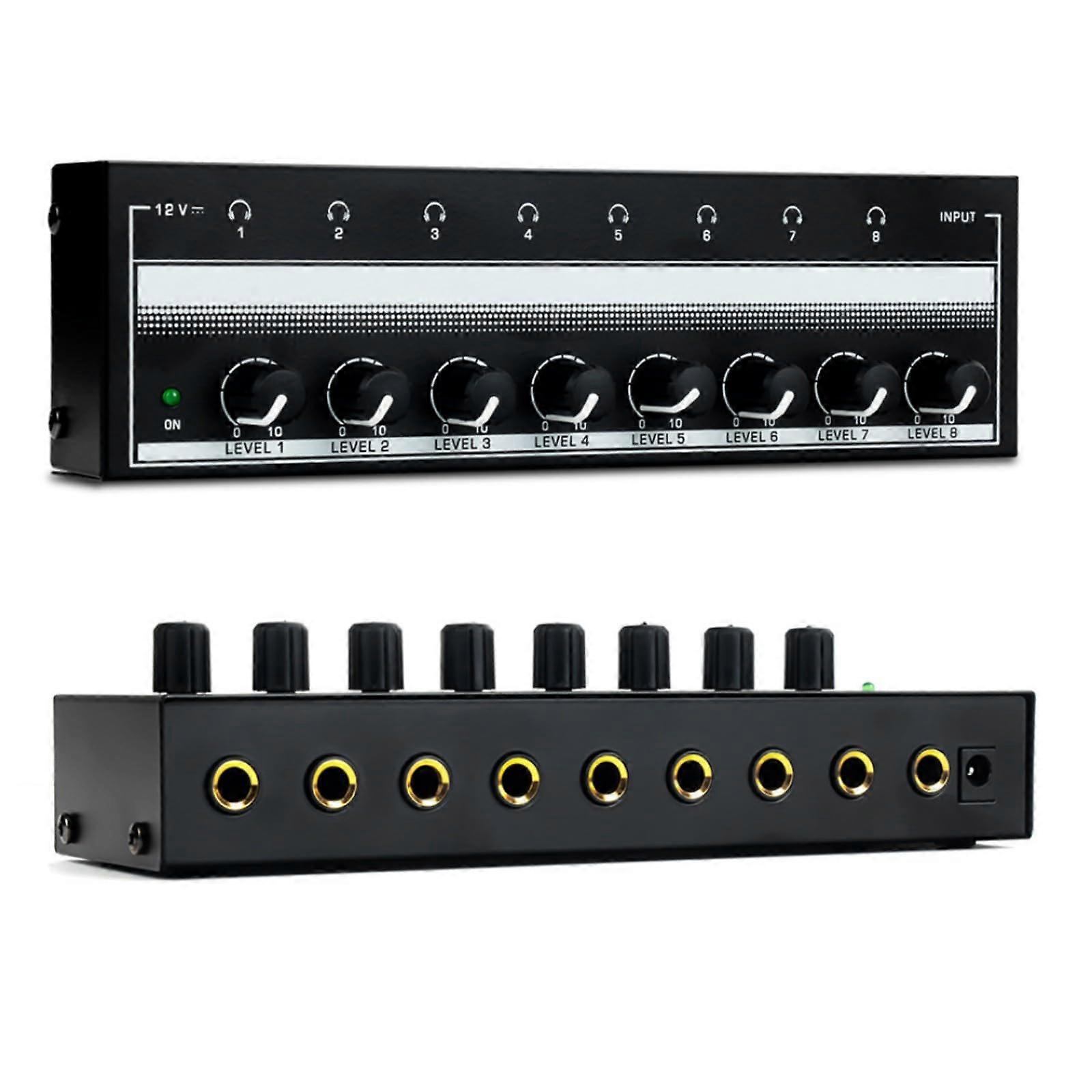 8 channel 6.35mm TRS or 3.5mm HiFi Audio Mixer Headphone Amplifier 1 In 8 Out