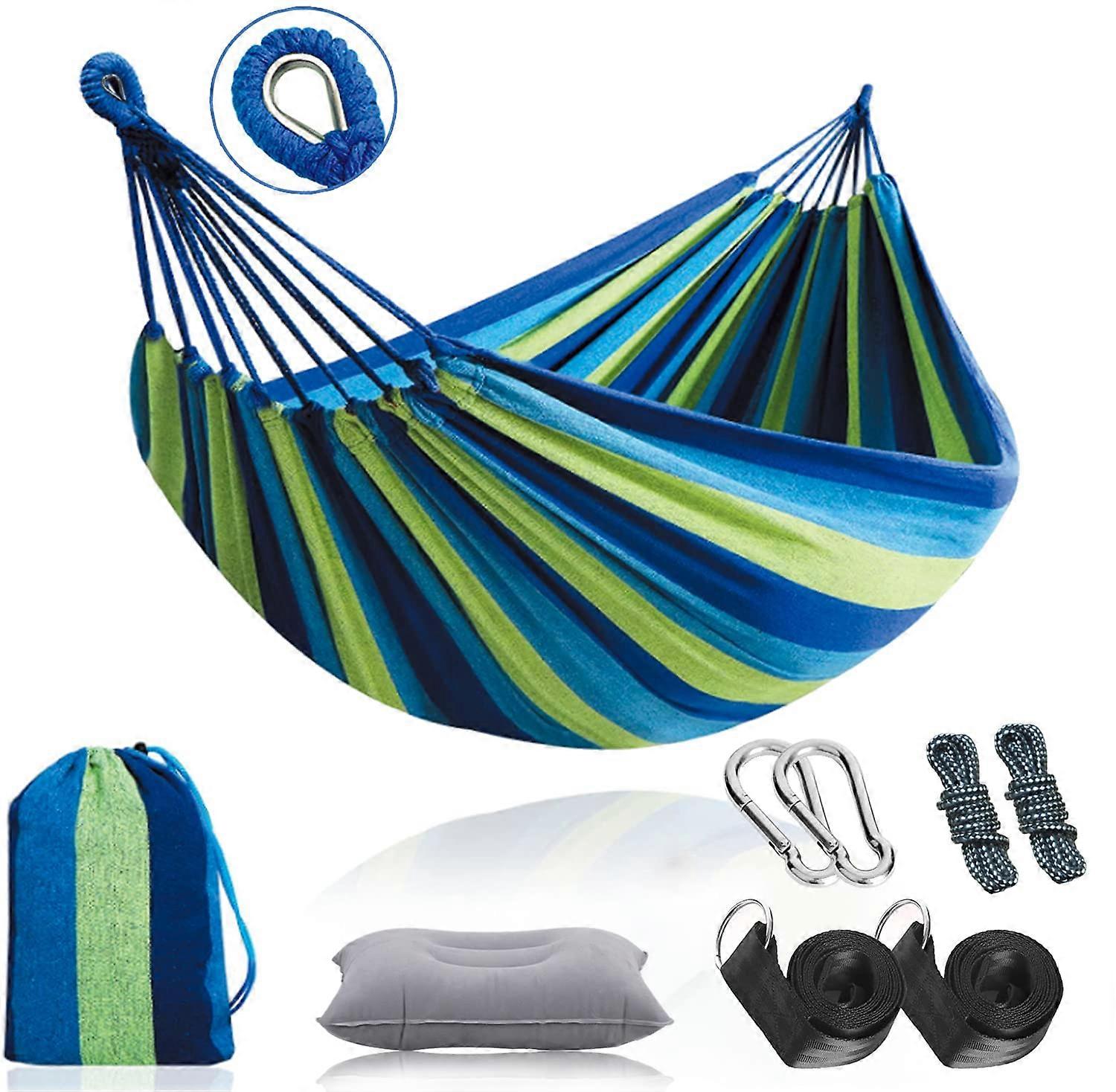 Double hammock blue and striped green
