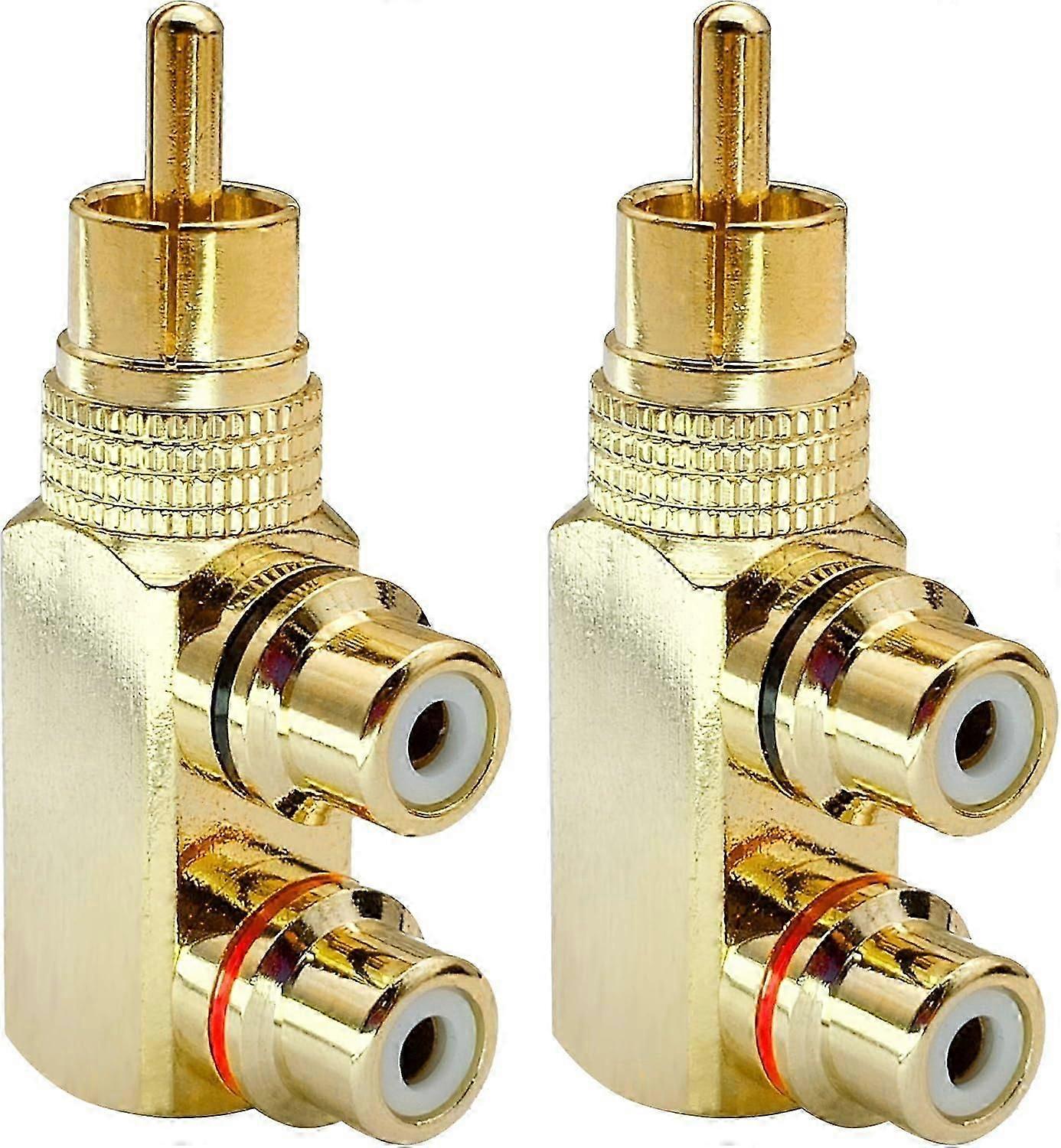 Gold Plated Connectors Rca Splitter, Right Angle Design For Multi-device Connectivity