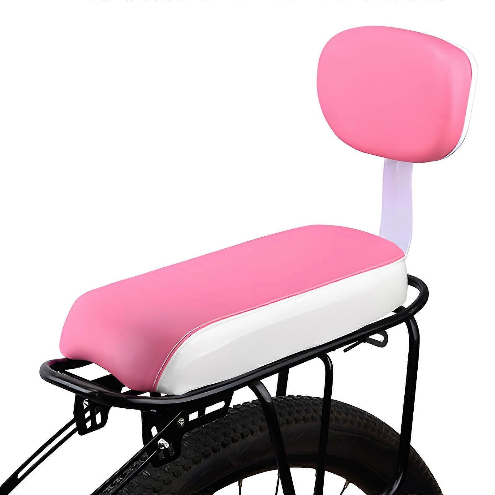 Kid's Bike Seat - PU Leather Mountain Bicycle Cushion with Backrest for Comfortable Riding, Adjustable Size, Fits Most Bikes