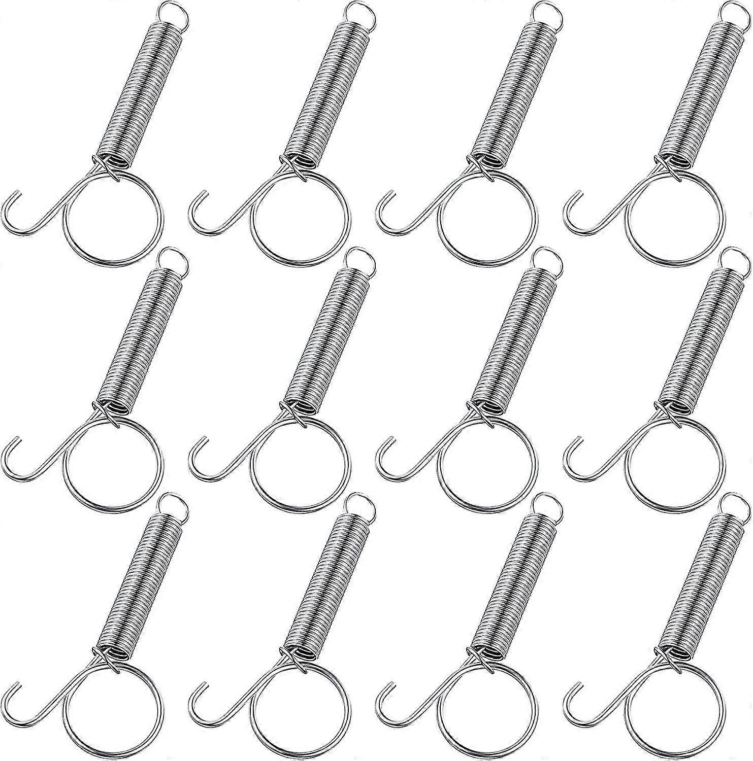 Spring Latch Hook For Rabbit Cages Doors Multifunctional Spring Cage Latch Metal Finger(12 Pieces, Silver)