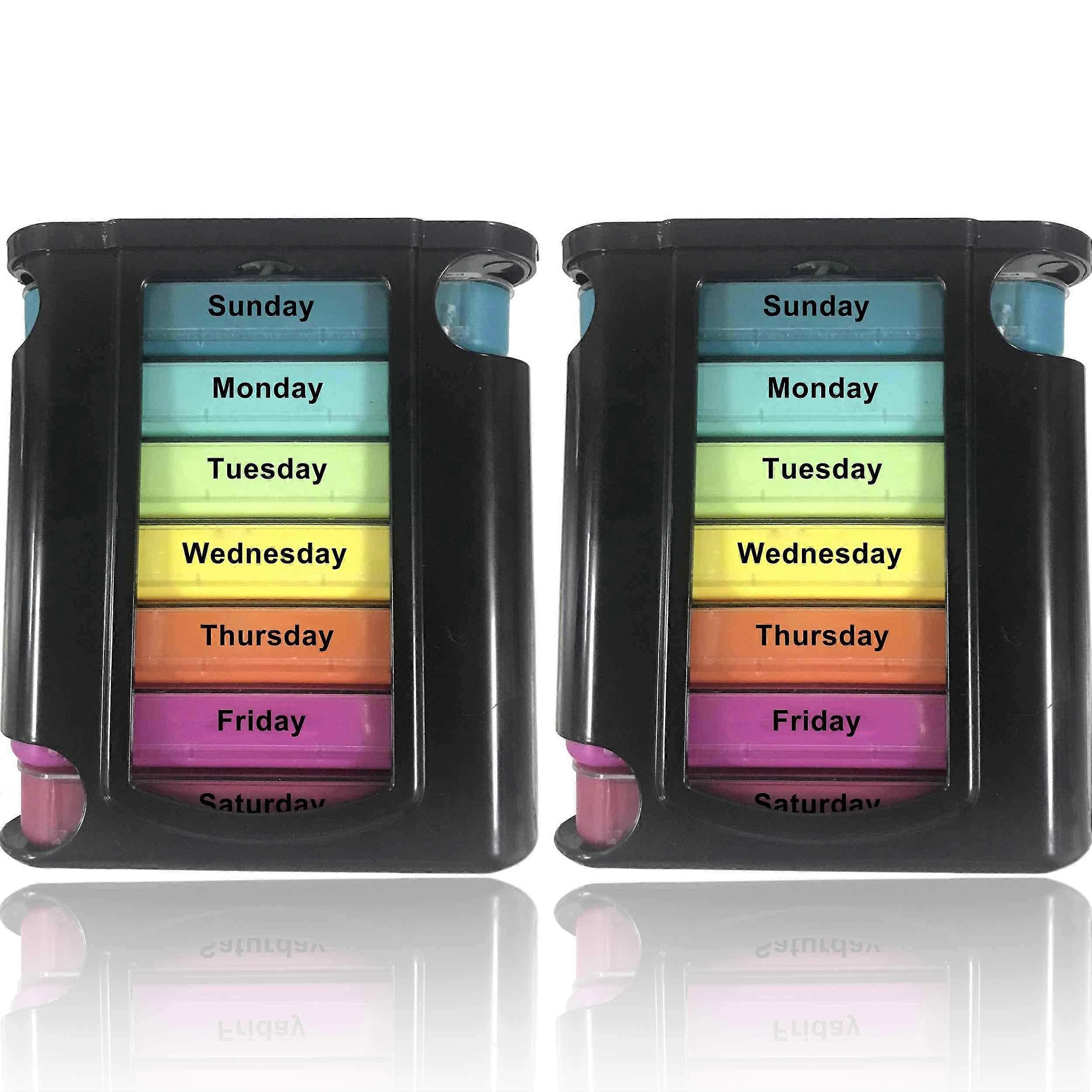 Stackable Daily Pill Organizer  2 Pack, 4 Times a Day Weekly Medication Reminder