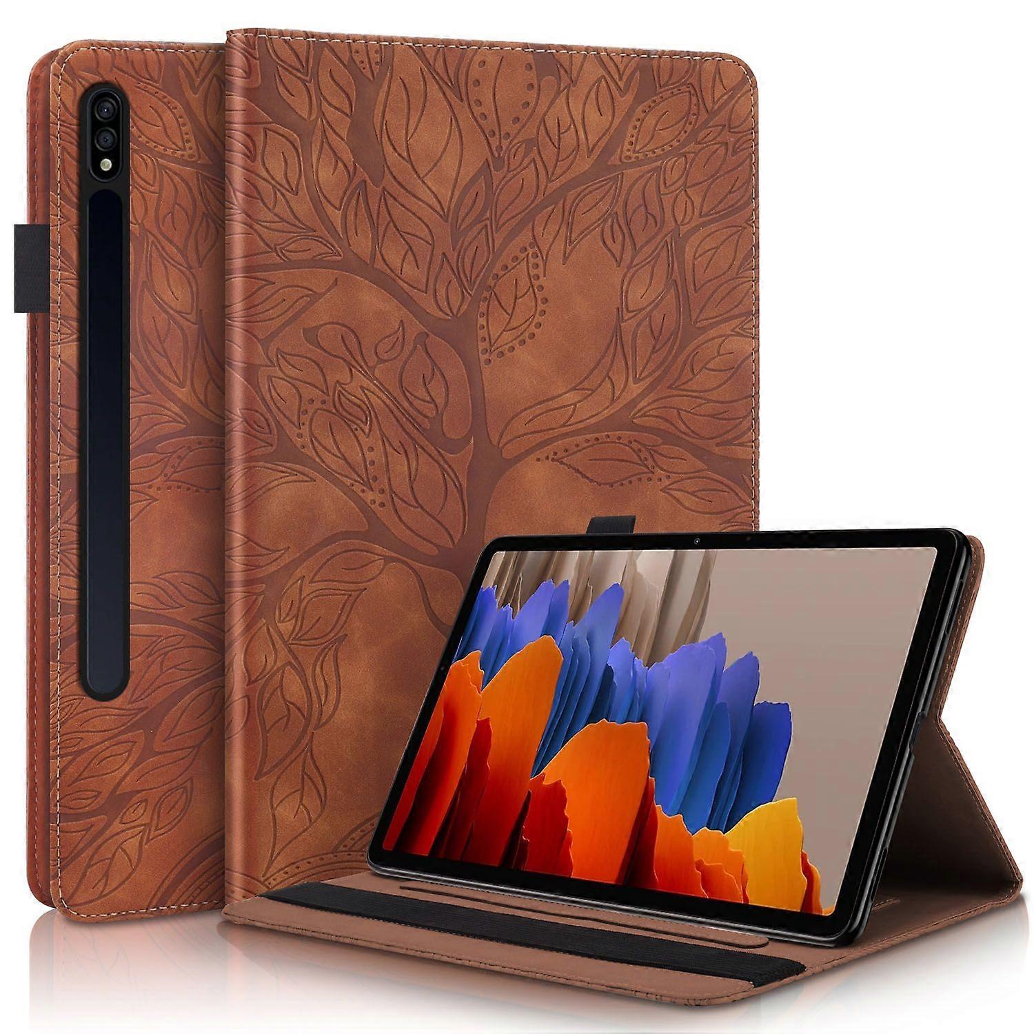 Flip Case for Samsung Galaxy Tab S8 Shockproof Embossed Tablet Case with Bracket and Card Slot