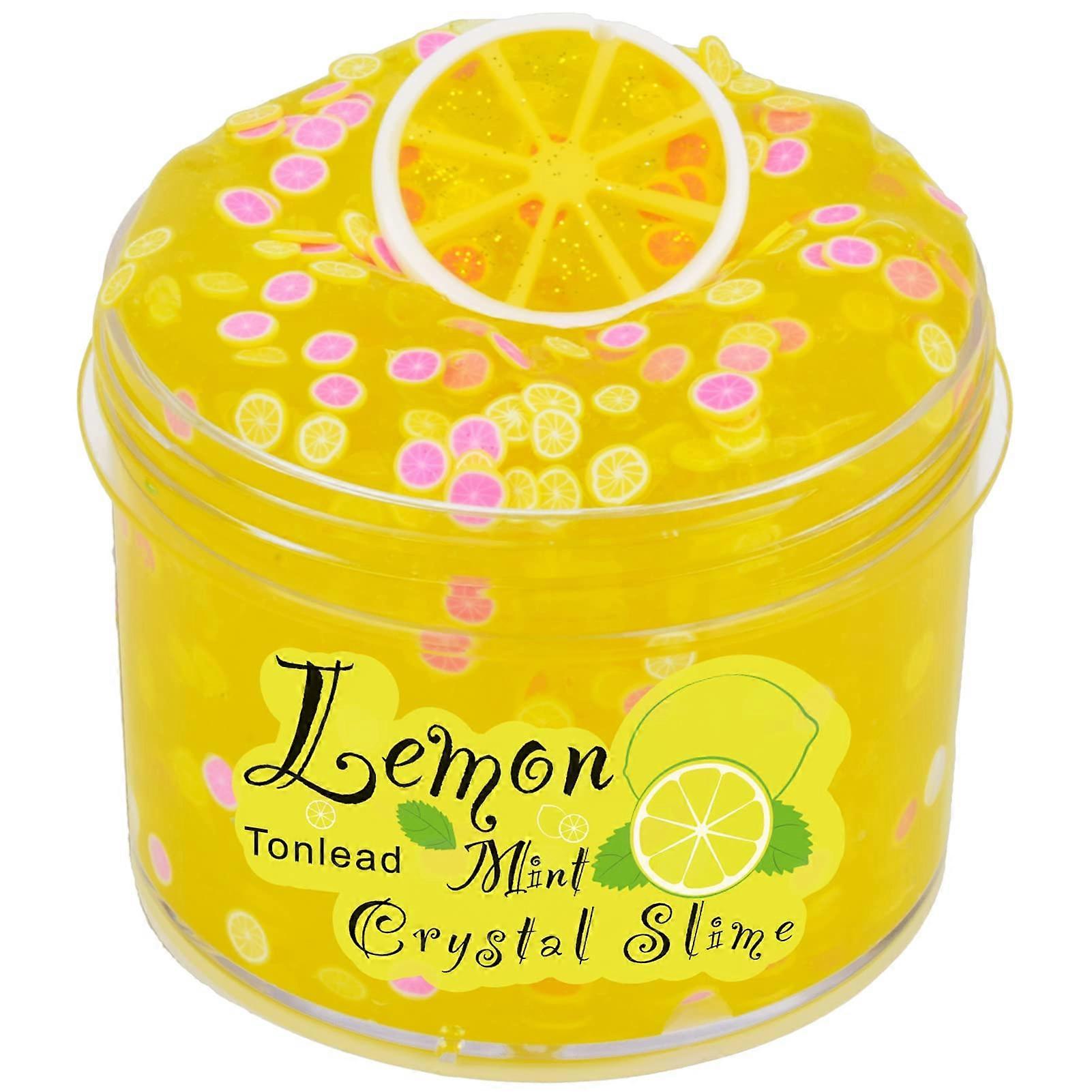 Lemon Yellow Clear Slime 7 Ounces Soft Jelly Crystal Slime Non-Sticky Prefabricated Clear Crystal Slime for Girls Boys