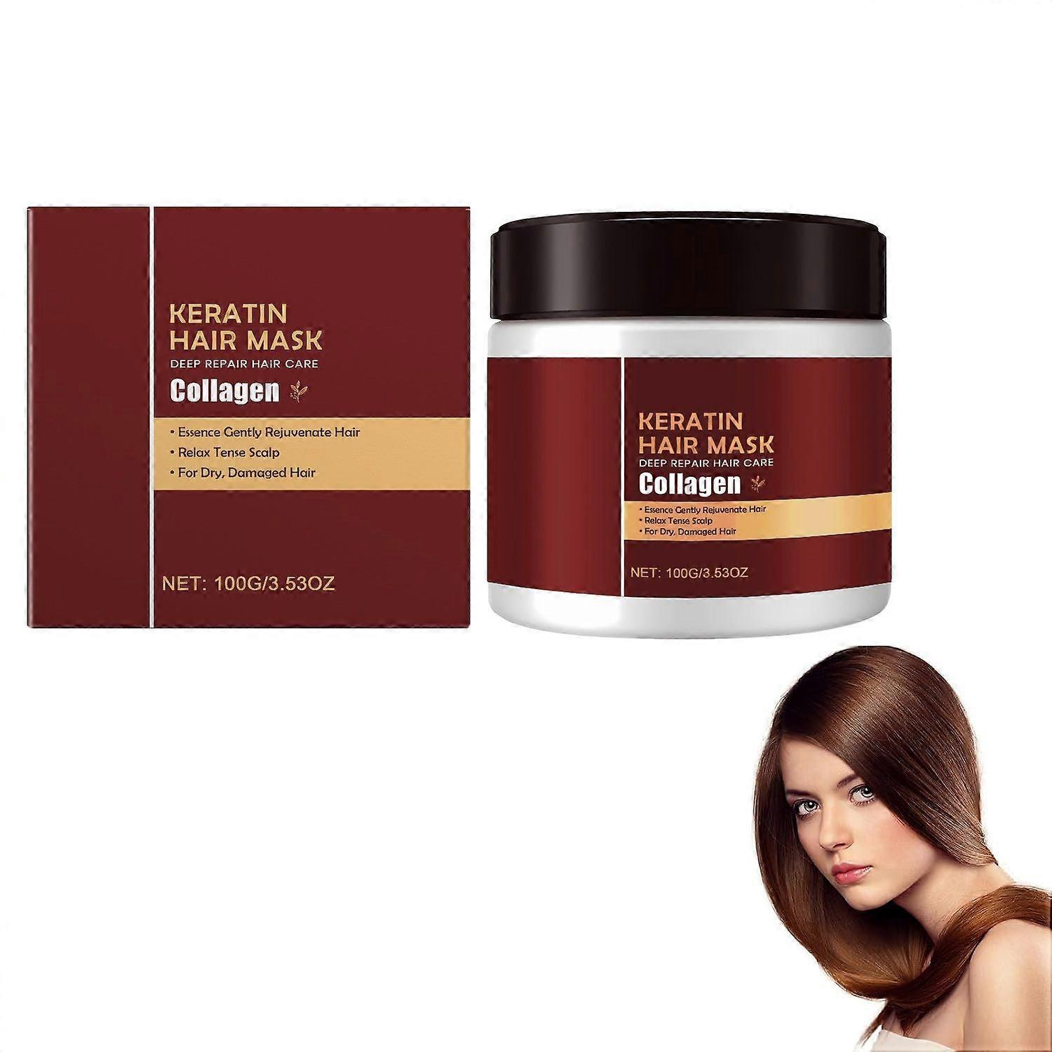Traitement capillaire au collagène, traitement capillaire avancé à la kératine, masque capillaire revitalisant en profondeur, adapté aux cheveux secs et abîmés, adapté à tous les types de cheveux