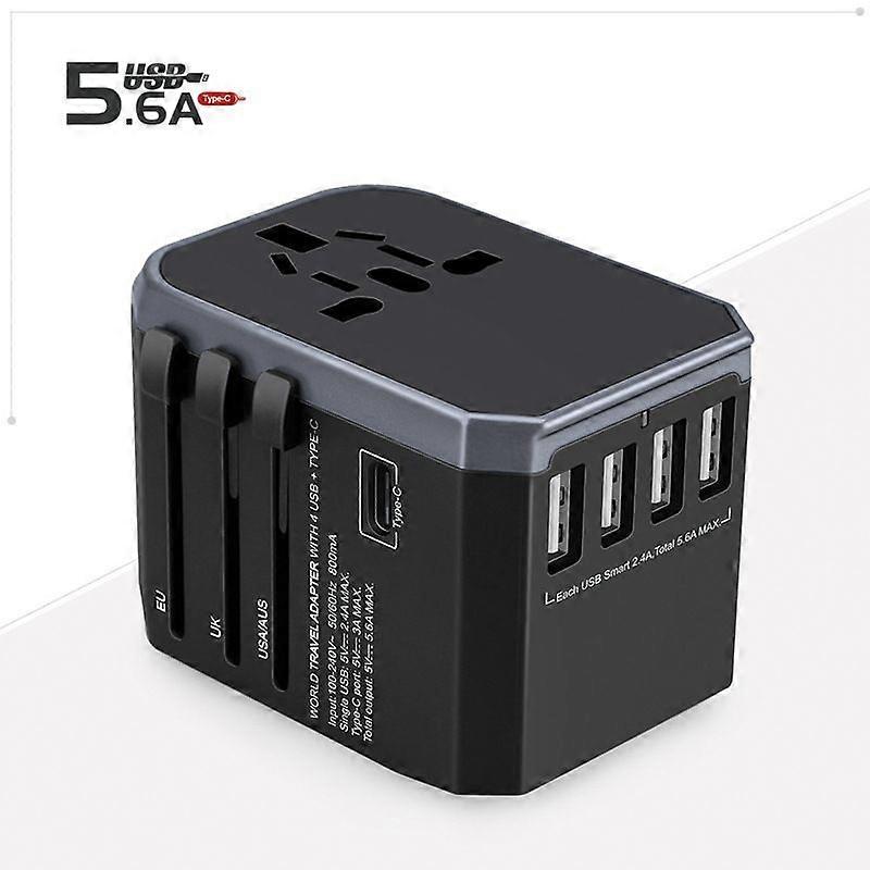 Multifunctional International power supply Plug Adapter grey