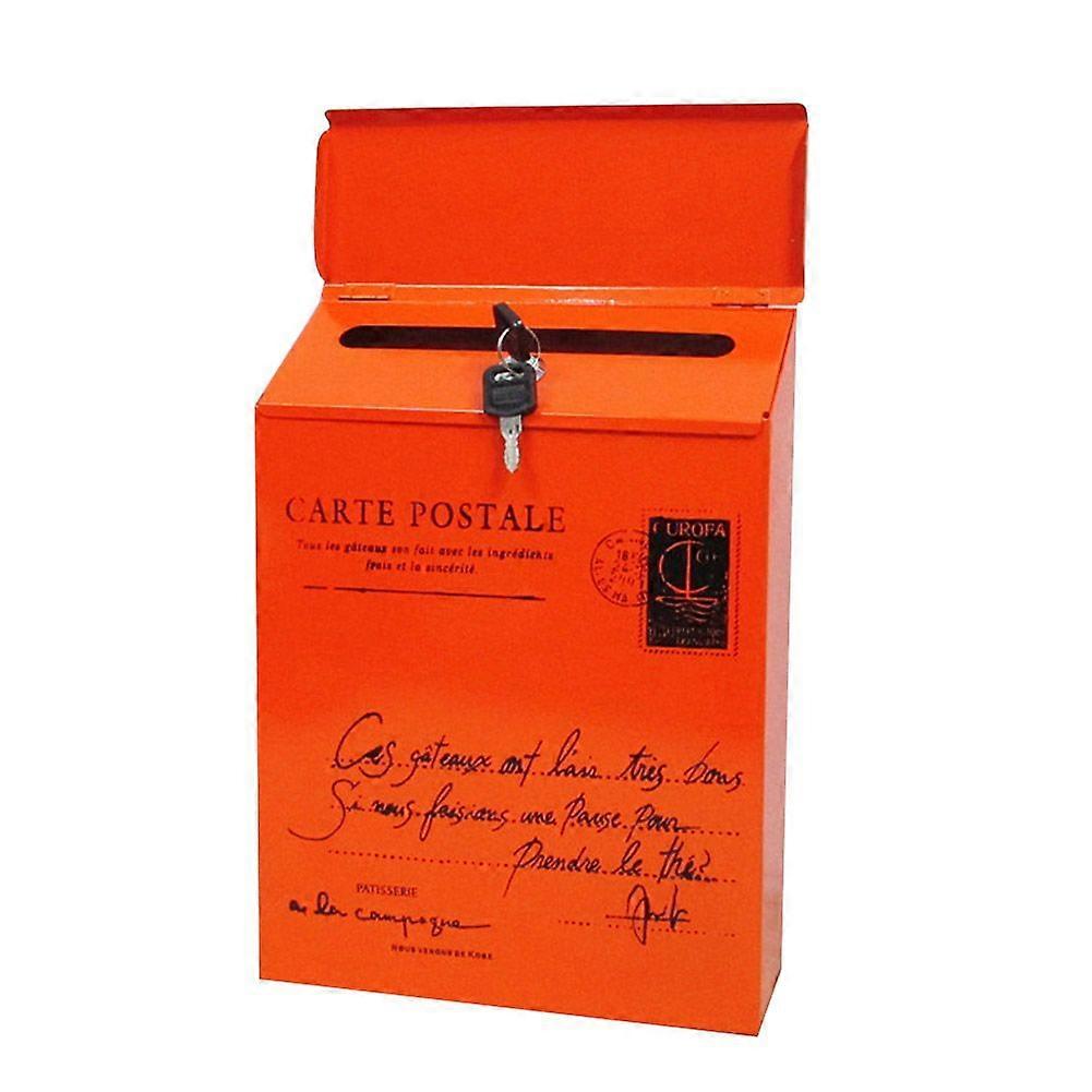 Retro Design Iron Locking Post Box Vintage Wall Mount Mailbox Postal Letter Newspaper Box for Home Office