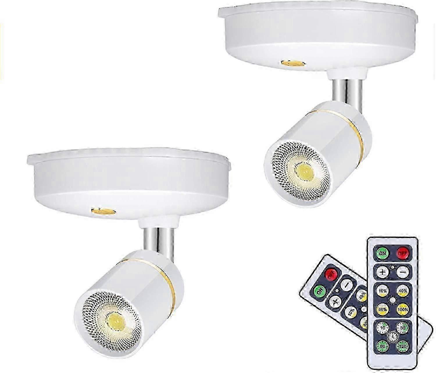 Lumières spot sans fil Lampes d’image à piles Mini Accent Lights Spot d’intérieur Dimmable Led Spotlight avec télécommande sur n’importe où Guerre murale rotative