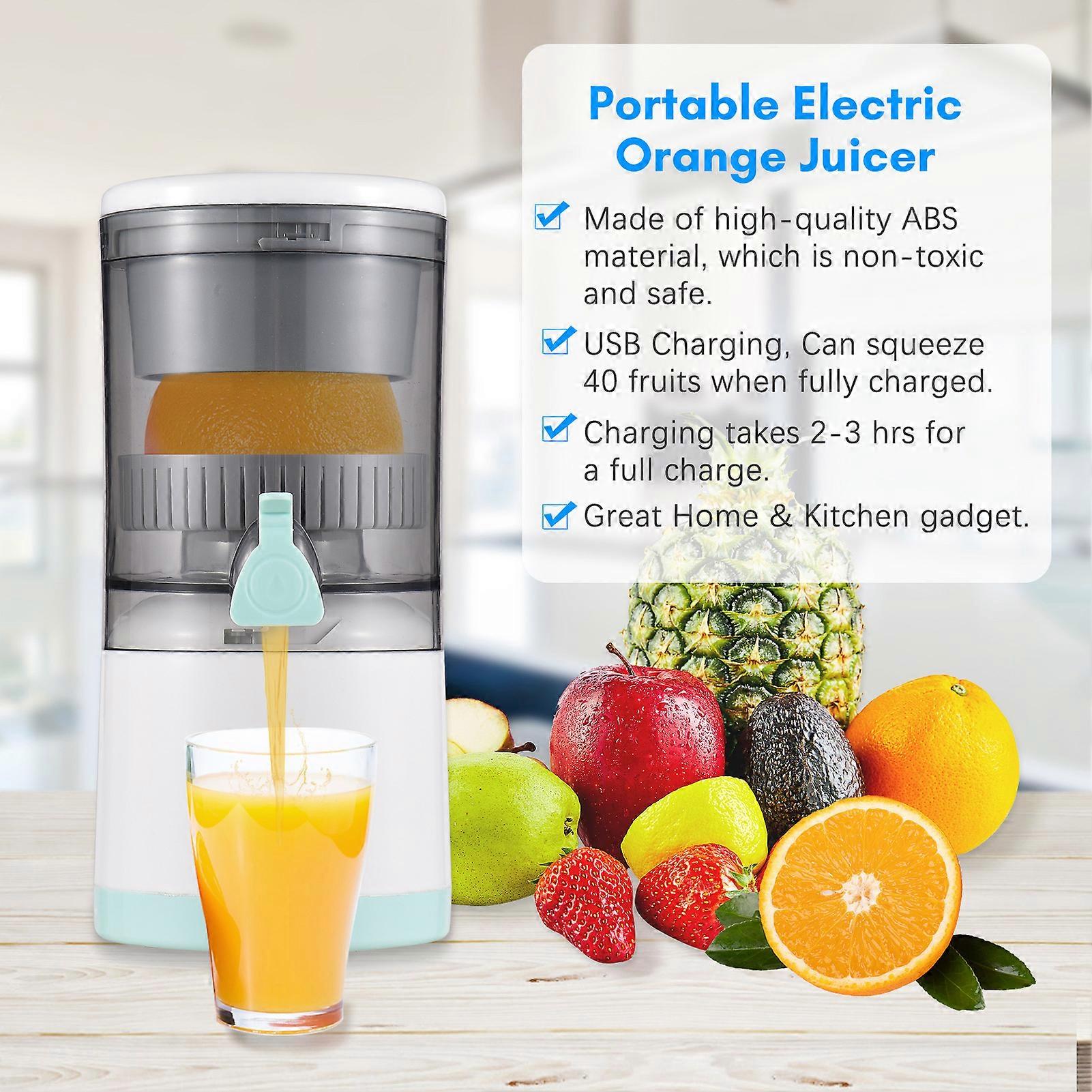Electric Juice Squeezer Hands Free Portable Citrus Juicer for Orange Lemon Apple Tomato Grape USB Powered Detachable &Washable
