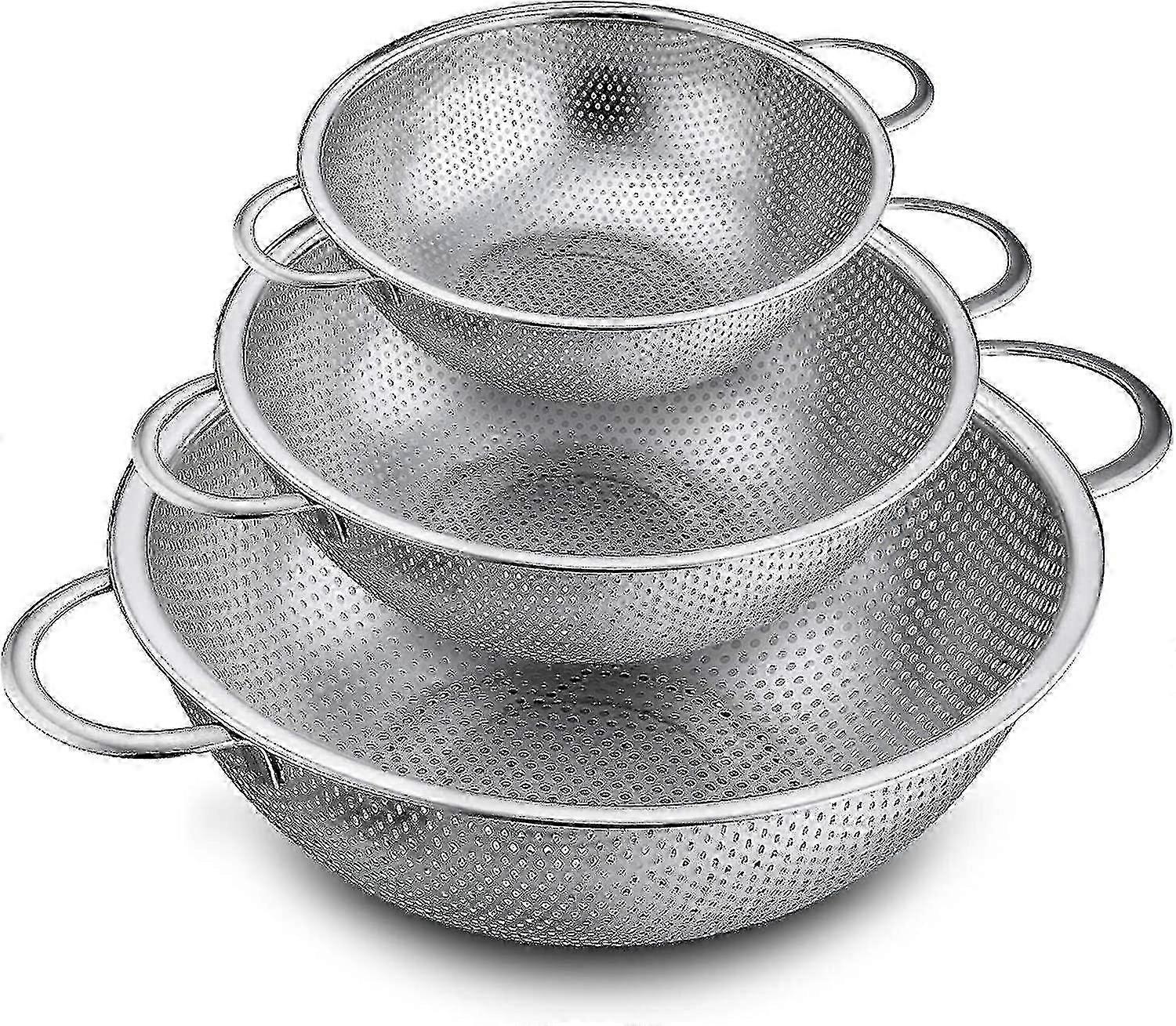 Dreiteiliges Sieb, Mikroporses Kchensieb Aus Edelstahl, Nudelsieb Mit Griff, Ablaufsieb, Sieb, Nudeln, Obst, Reis, Gemse, Gesund Und Hochglanz