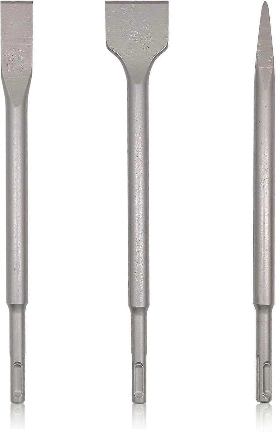 3 Pieces SDS Plus Chisels Large Flat Pointed Chisel Hammer Drill Chisel Set for Tile Concrete Stone Masonry for Demolition and Renovation Work