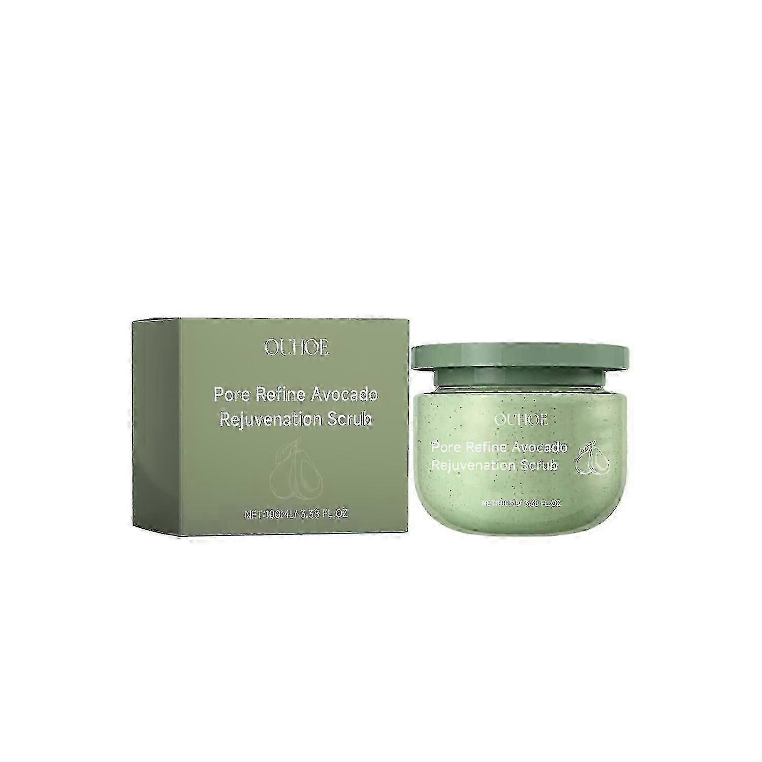OUHOE Pore Refine Avocado Rejuvenation Scrub, Deep Cleanse The Body Delicate Skin Exfoliate Moisturi