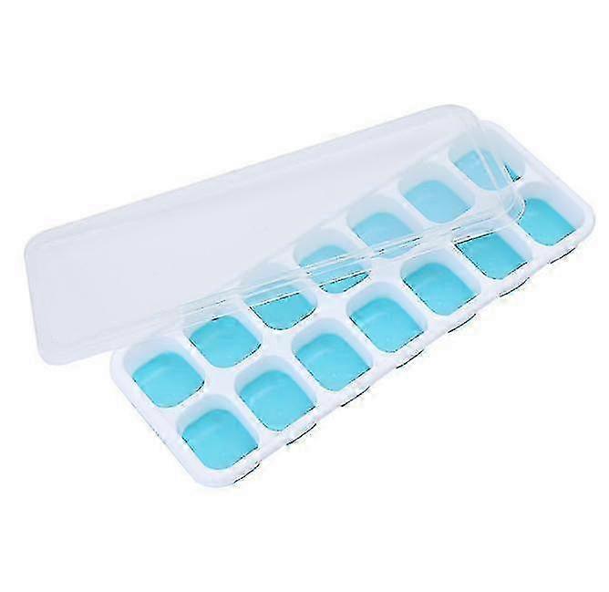 Silicone Ice Cube Trays with Easy Release, Flexible 14-Cube Mold - Blue