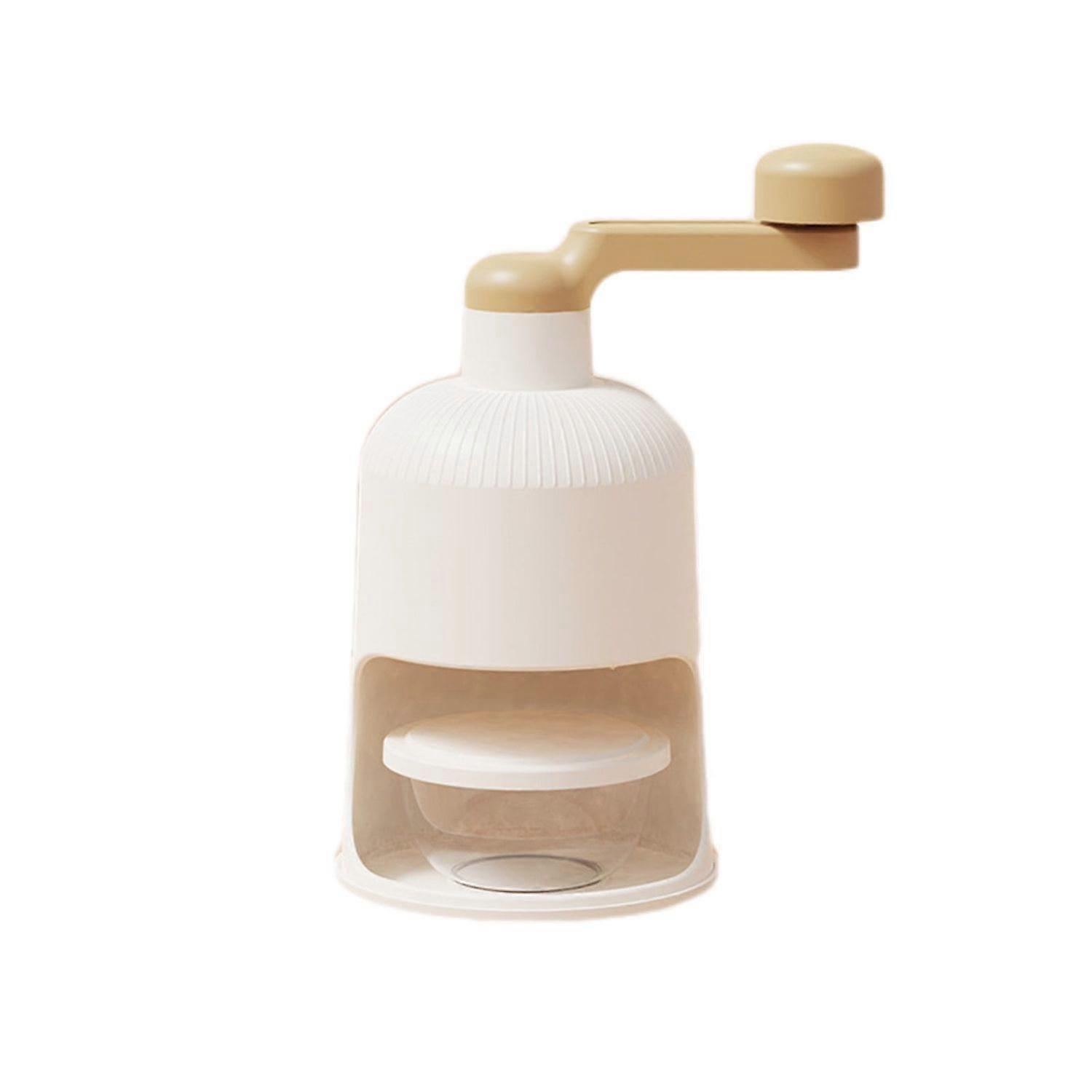 Θραυστήρας πάγου - χειρωνακτική περιστροφική μικρή ξυρισμένη με το χέρι μηχανή πάγου για το σπίτι και το εμπορικό χέρι στροφαλοφόροι κώνοι χιονιού, smoothies, λευκό, 1 κομμάτι