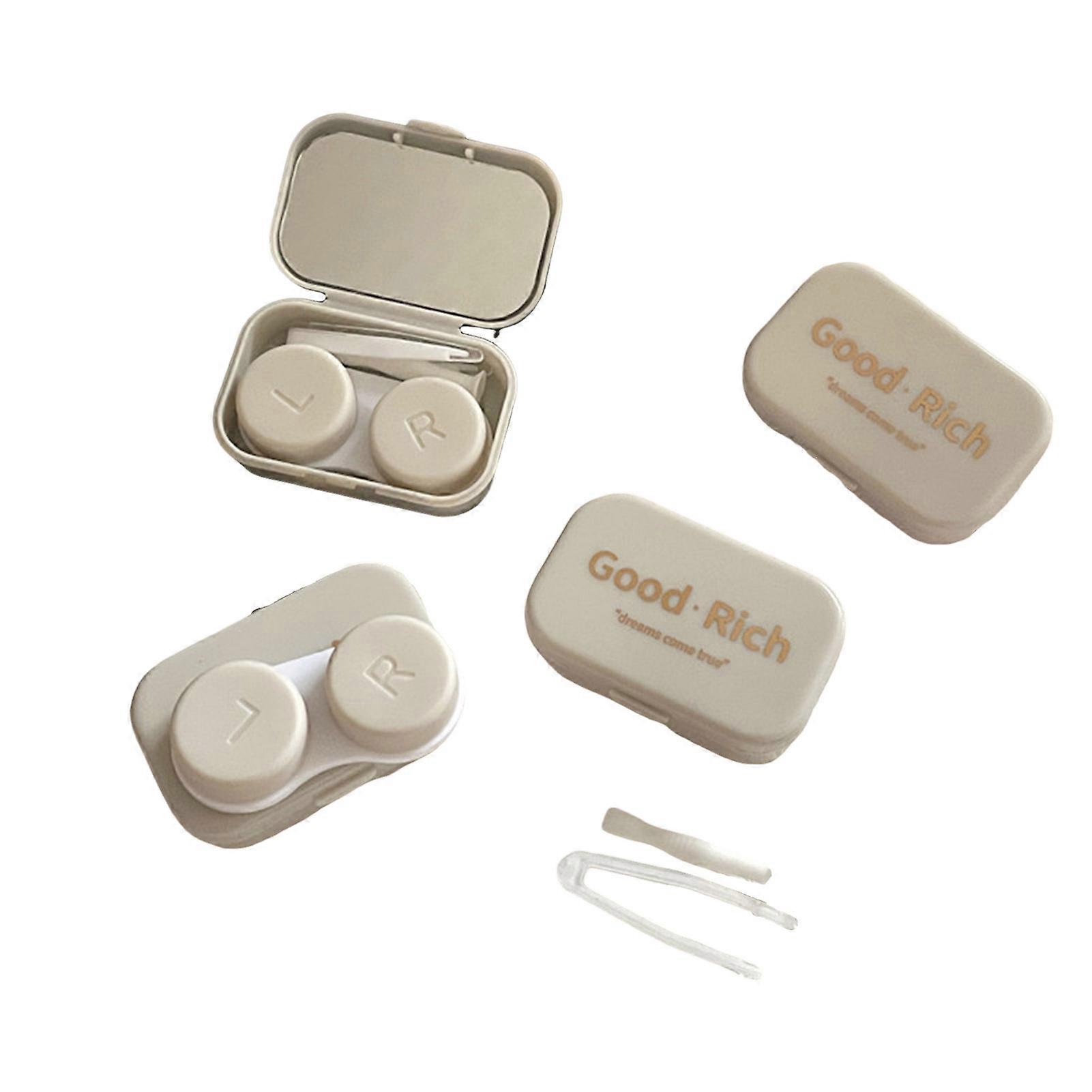Portable Contact Lens Box Ins Style Contact Box with Mirror & Tweezers & Remover