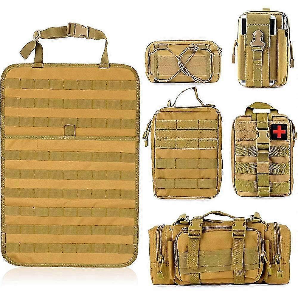 战术汽车座椅靠背整理器 55x37CM Molle 车辆面板保护器 - 卡其色