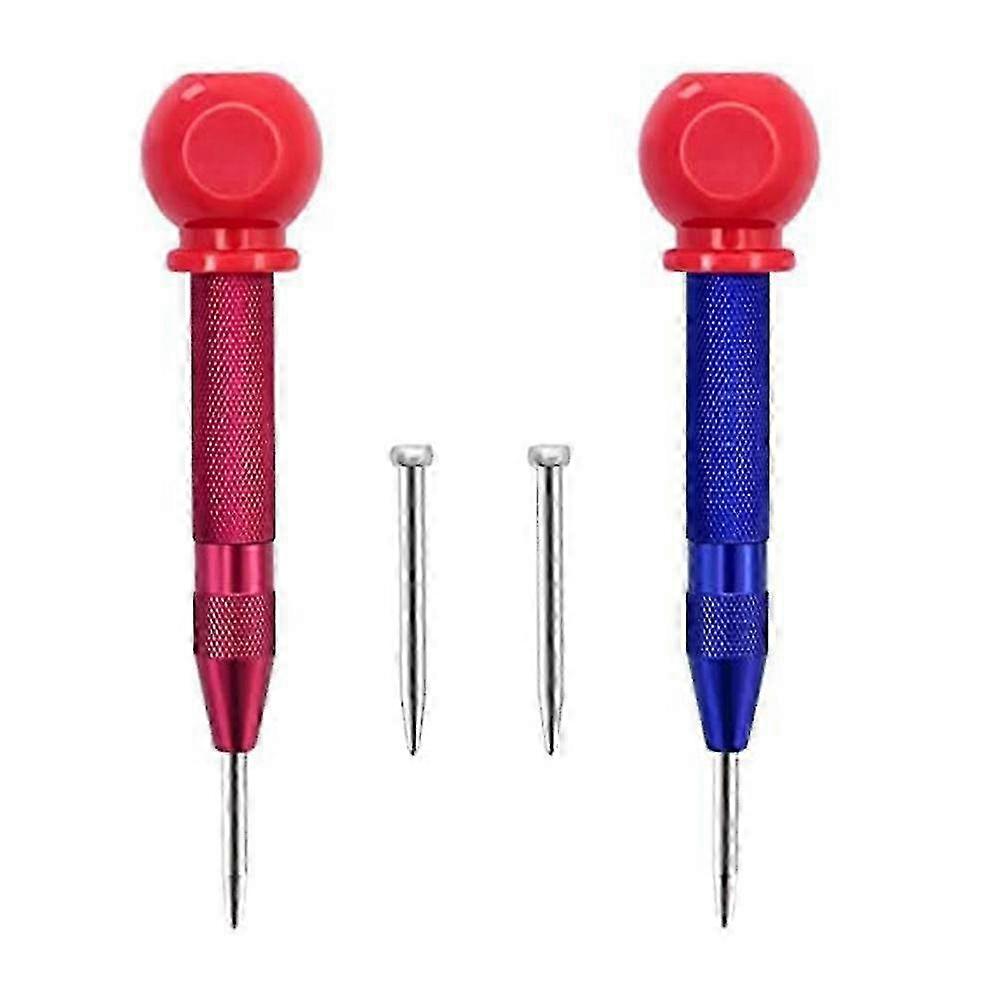 Adjustable Spring Loaded Tension Punch Tool, 2 Pack Automatic Center Punch Set for Precise Hole Making and Marking