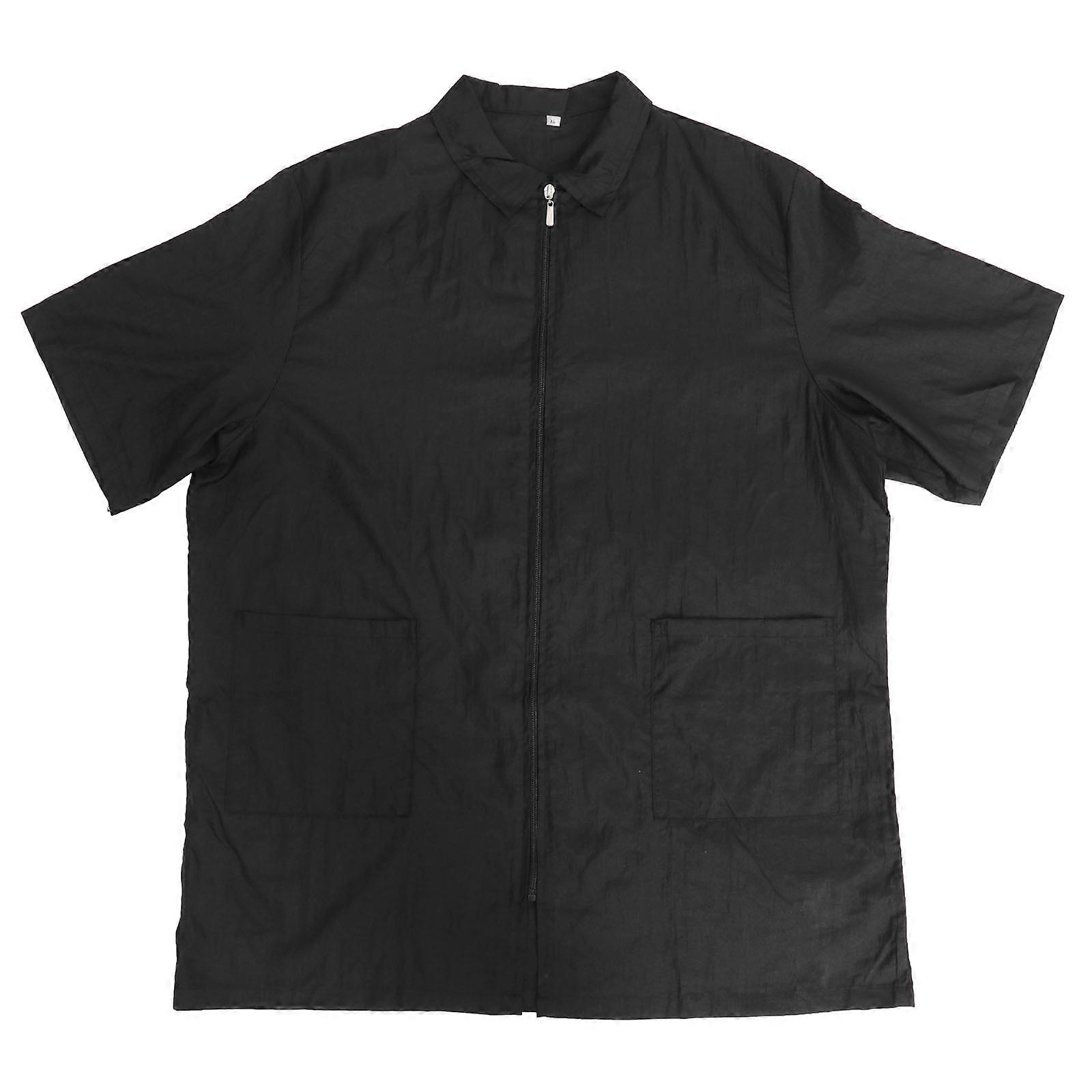 Breathable Hairdressing Apron with Front Pockets for Salon, Kitchen Use – Stylish Hair Coloring Workwear for Professionals and Home – Black XL