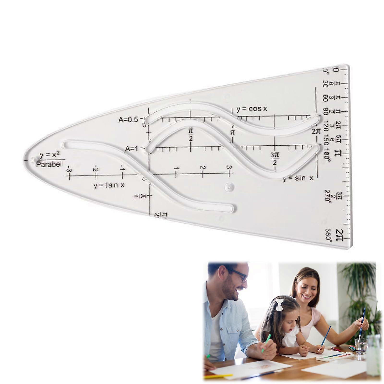 Parabolic Template Math Ruler Stencil for Students and Designers, Normal Parabola Drawing Tool, Durable Plastic Material