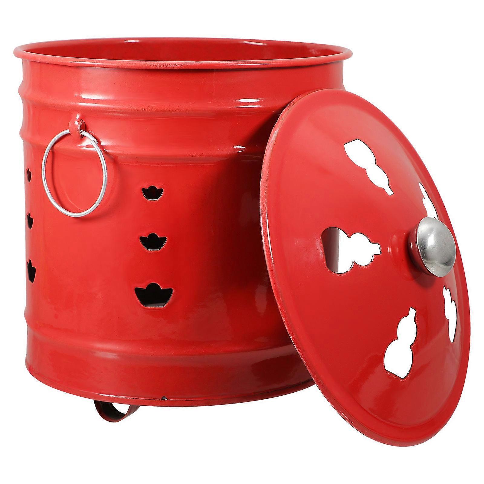 Portable Outdoor Enamel Incinerator Can for Garden Waste and Ancestral Paper Burning, Bin with Durable Coating