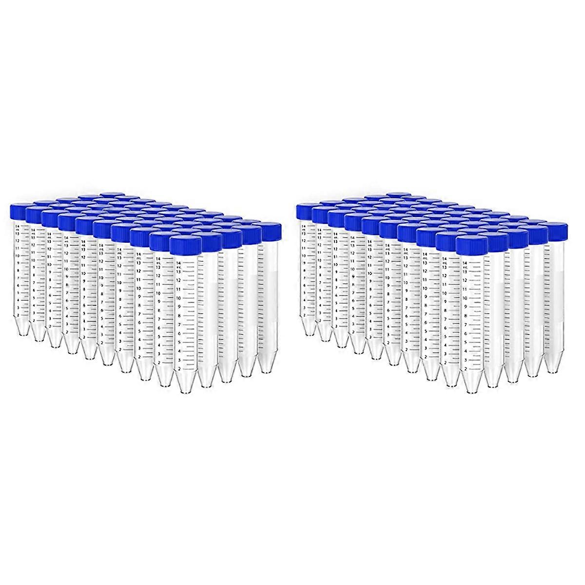 100Pcs Conical Centrifuge Tubes 15mL with Screw Caps