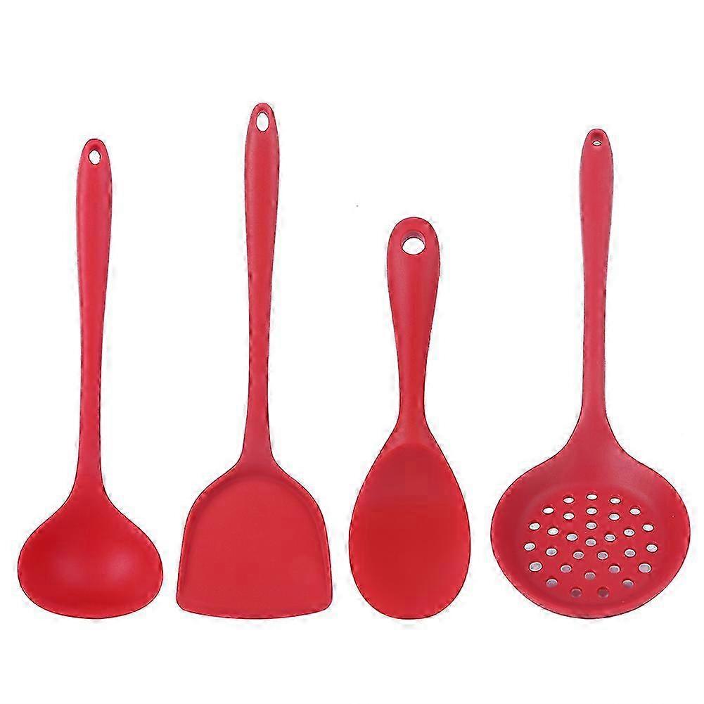 4Pcs Silicone Spatula & Spoon Set, Non-Stick Baking Tools, Kitchen Accessories