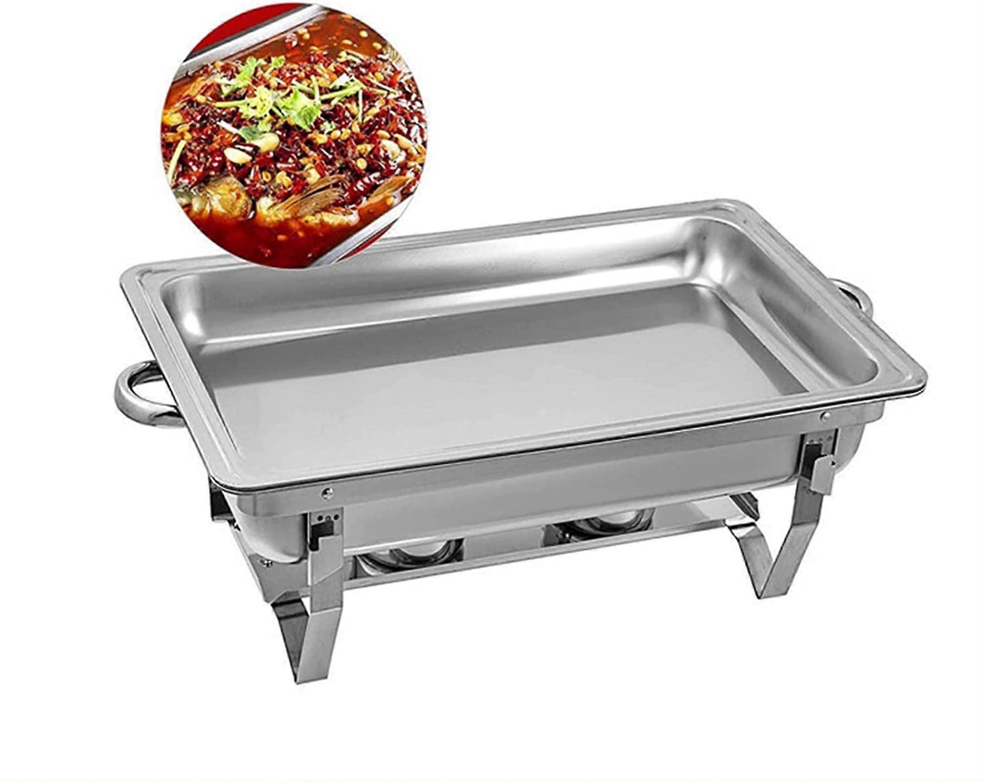 Chafing Dish Buffet Chafing Food Warmer Stainless Steel 9L Steam Pans and Frame Food Warmer for Parties Buffets Silver Single grid