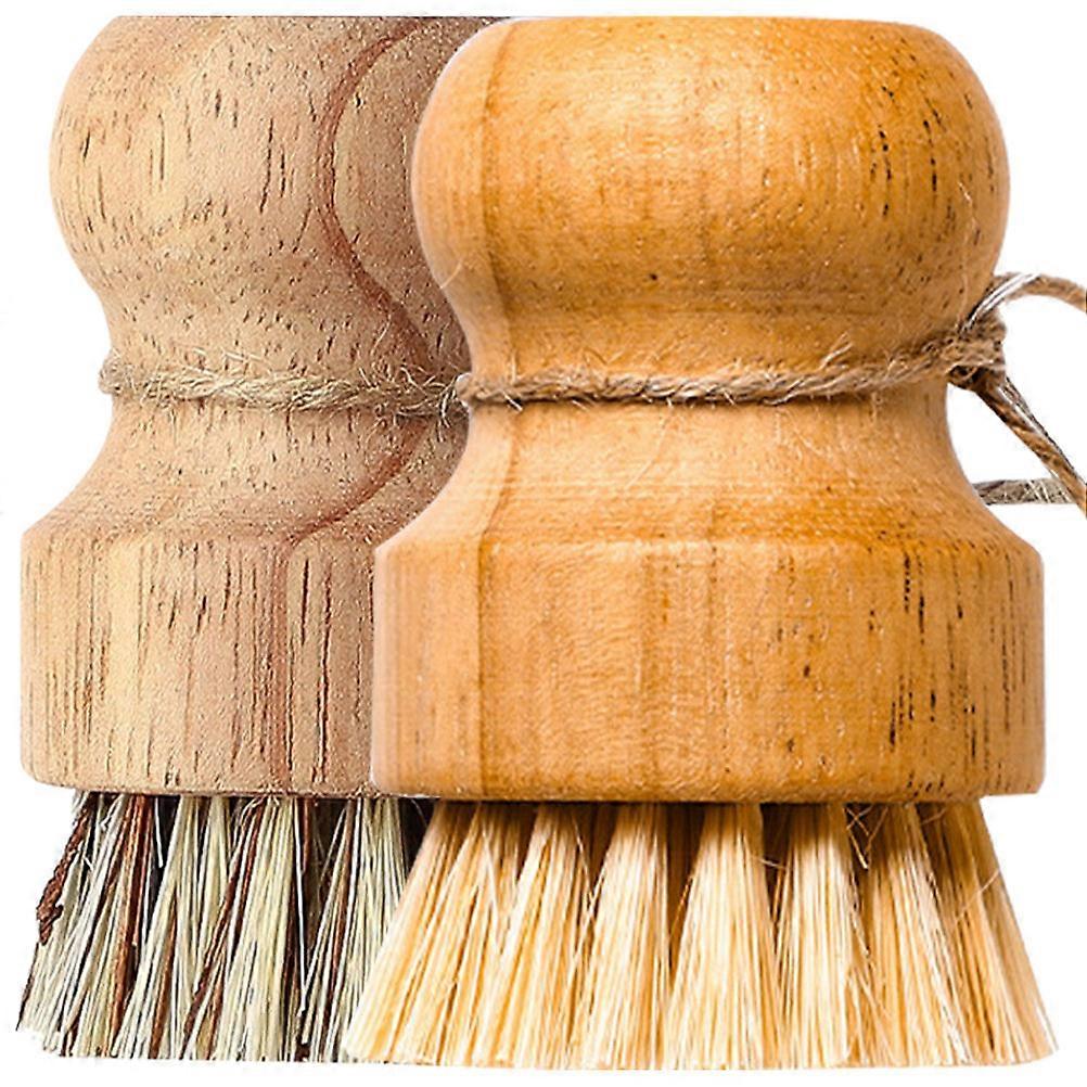 Dish Cleaning Brush Handheld Pot Scrubber For Home Use Small 7.8X5.5X5.5CM Coconut Fiber 2Pcs