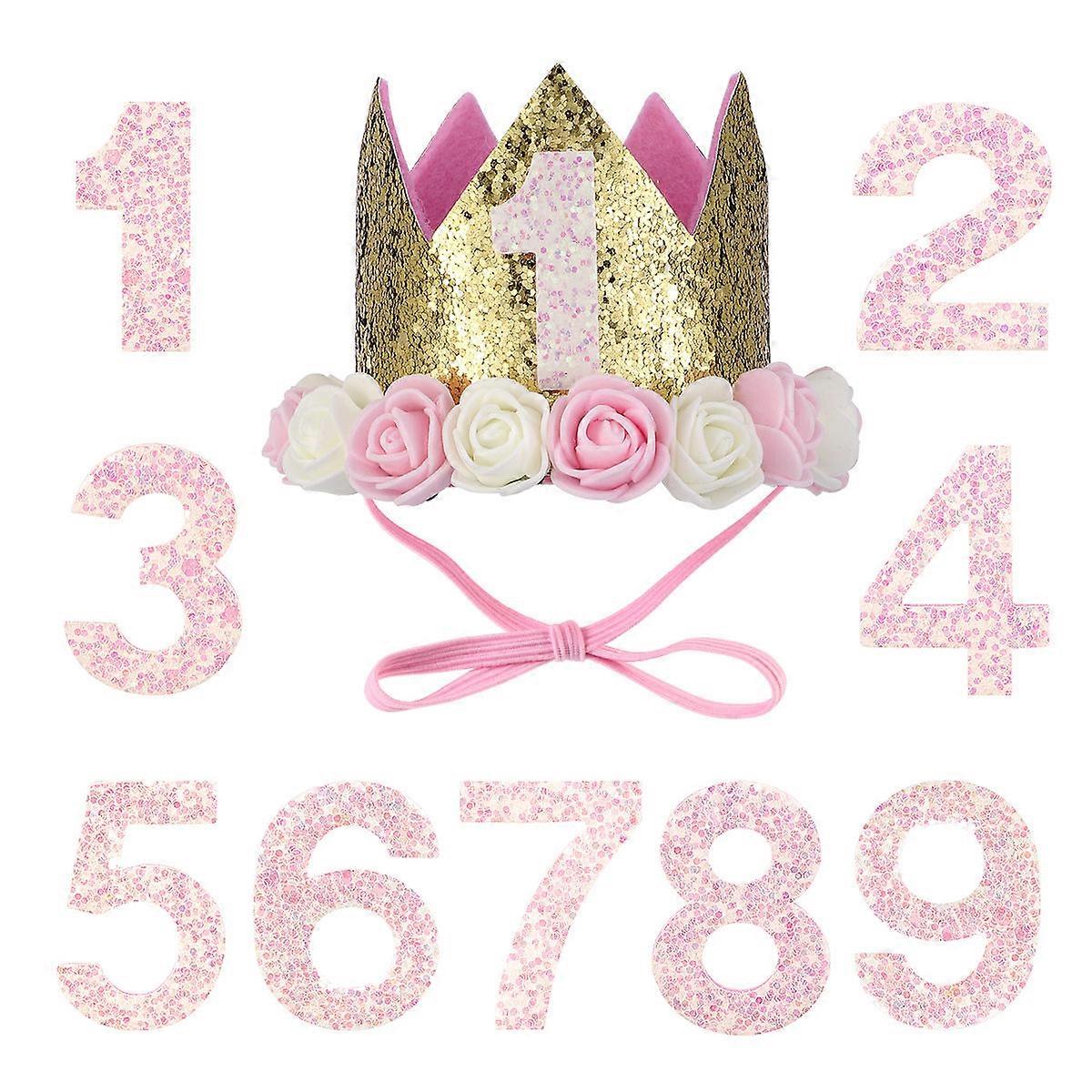 Party Hat for Pet White Color Pet Crown Hat with Number Shape 1-9 for Birthday Party 1 Set