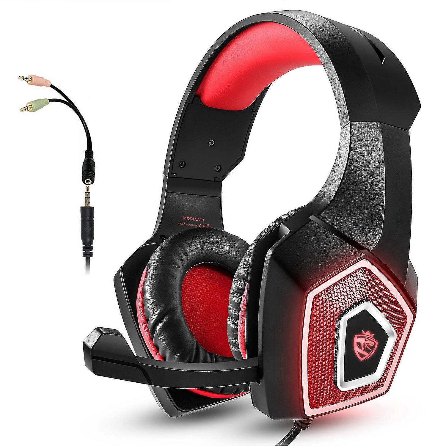KOTION EACH V-1 Gaming Headset RGB Light Wired Computer Headphone with Adapter Cable