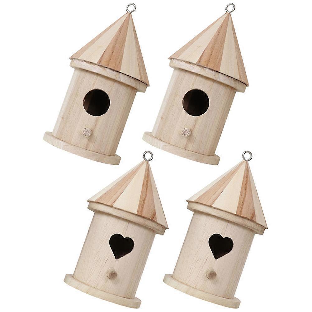 Mini Wood Bird House Kits Creative Bird Decor for School Groups 4Set