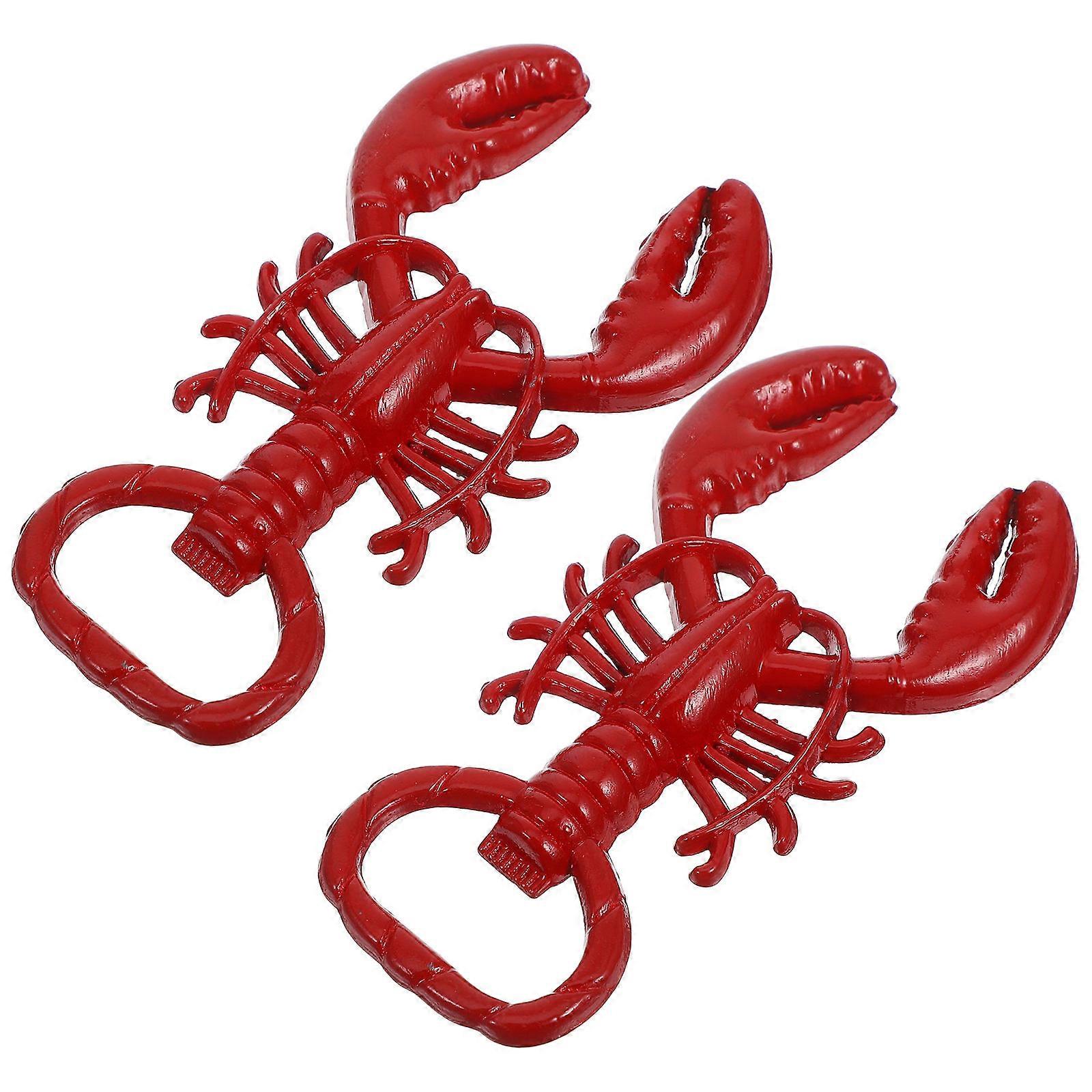 Engraving Bottle Opener Lobster Shape Home Use Red Painted Finish 2Pcs