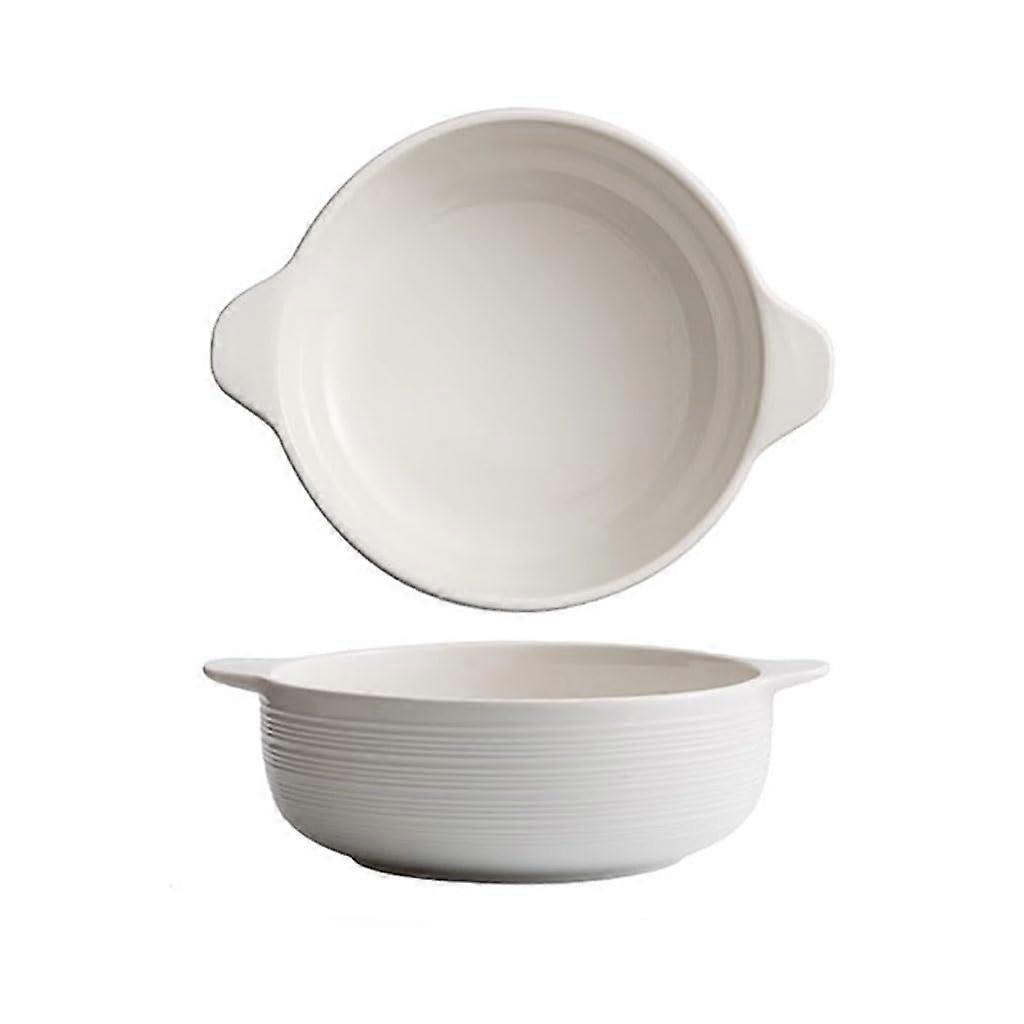 Large Double-Handled Ceramic Soup Bowl for Instant Noodles - Deep Ramen Bowl for Home Kitchen Use