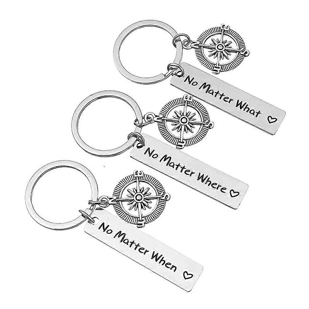 Key Chain Graduation Compass Keychains Pendant For Everyday Use Silver Color 3Pcs