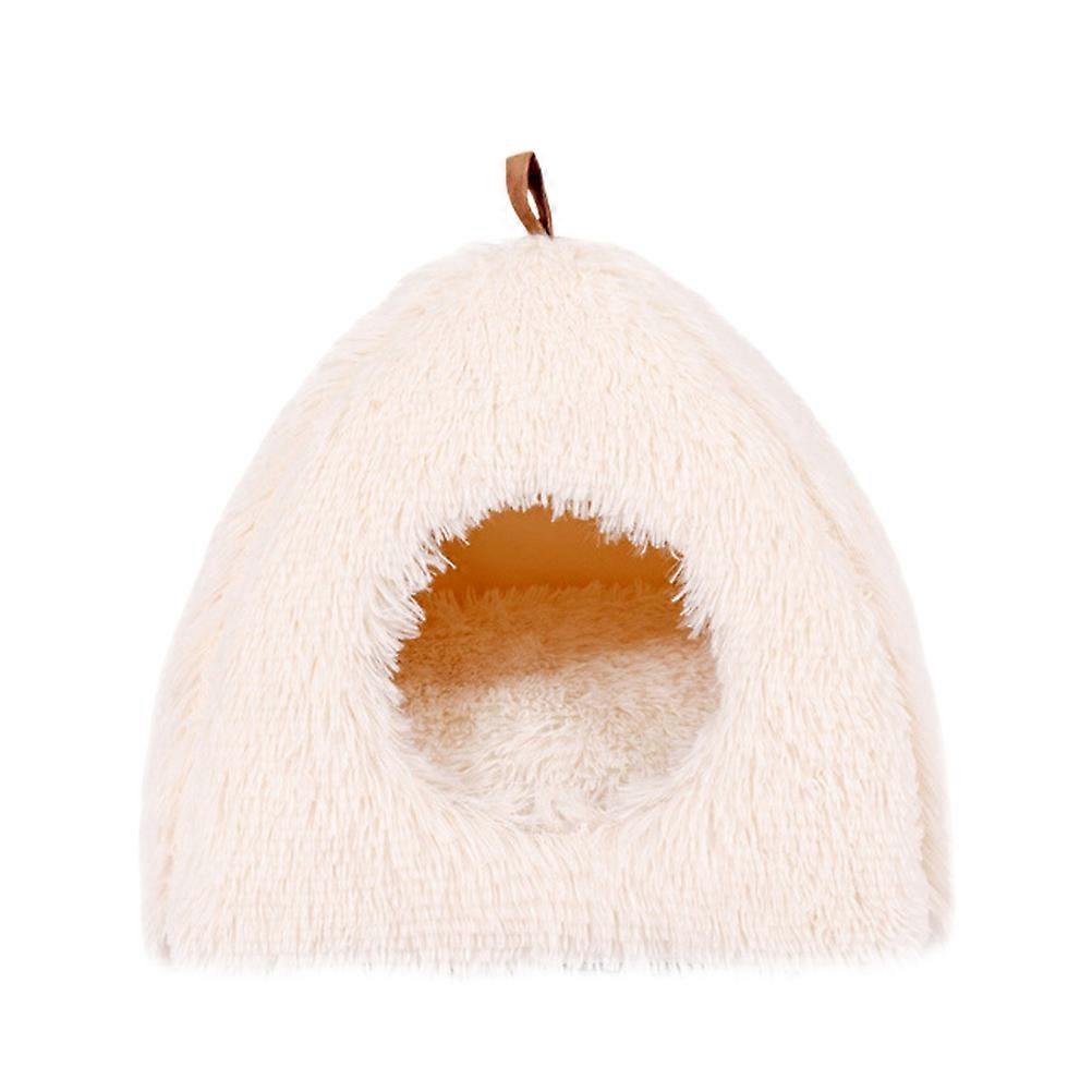 Pet Nest Bed Cozy Hideaway Cat House Indoor Use Beige Color Triangle Shape Resting 1Pack