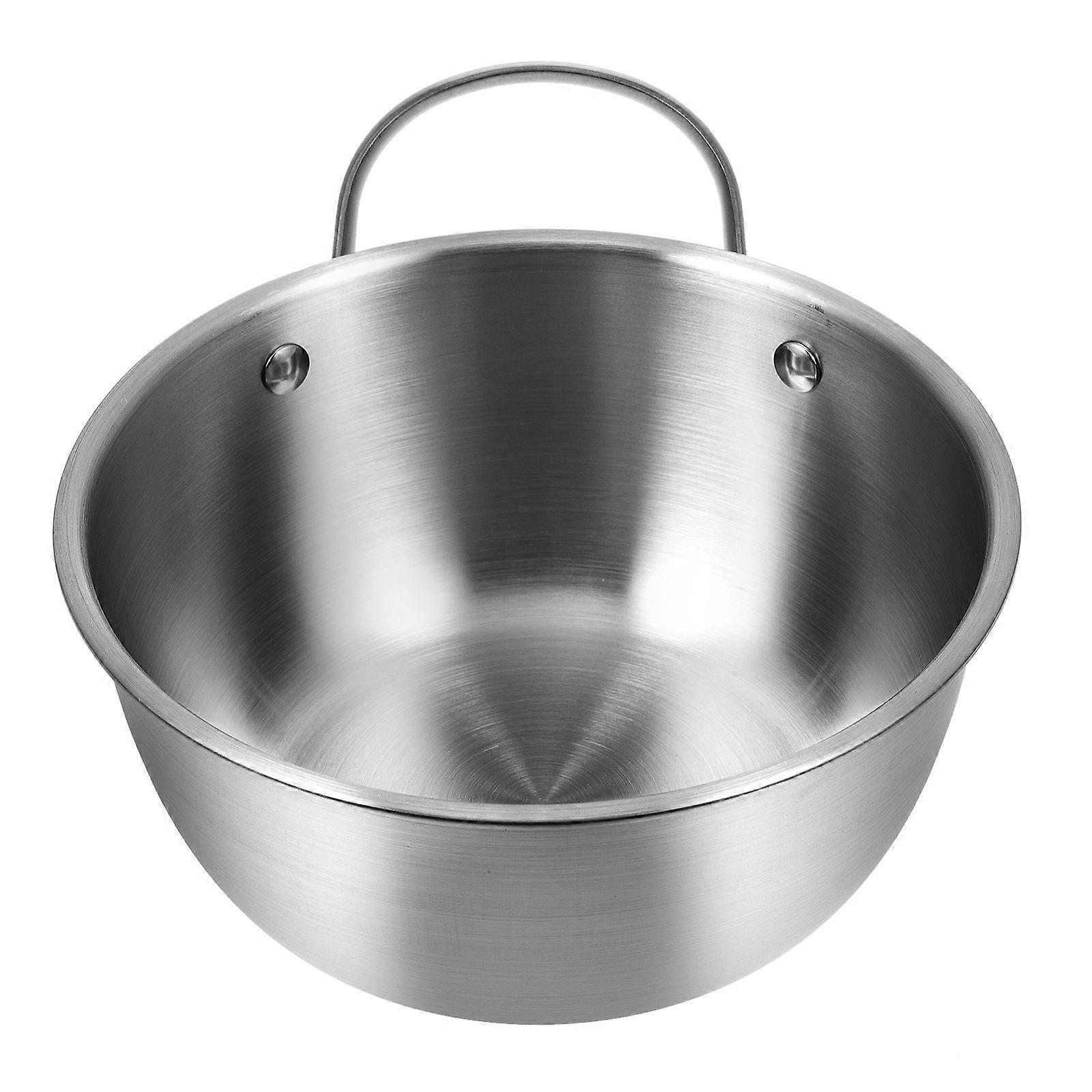 Metal Serving Bowl Stainless Steel Mixing Basin Silver Preparing Salads 21X17CM Mixing 1Set