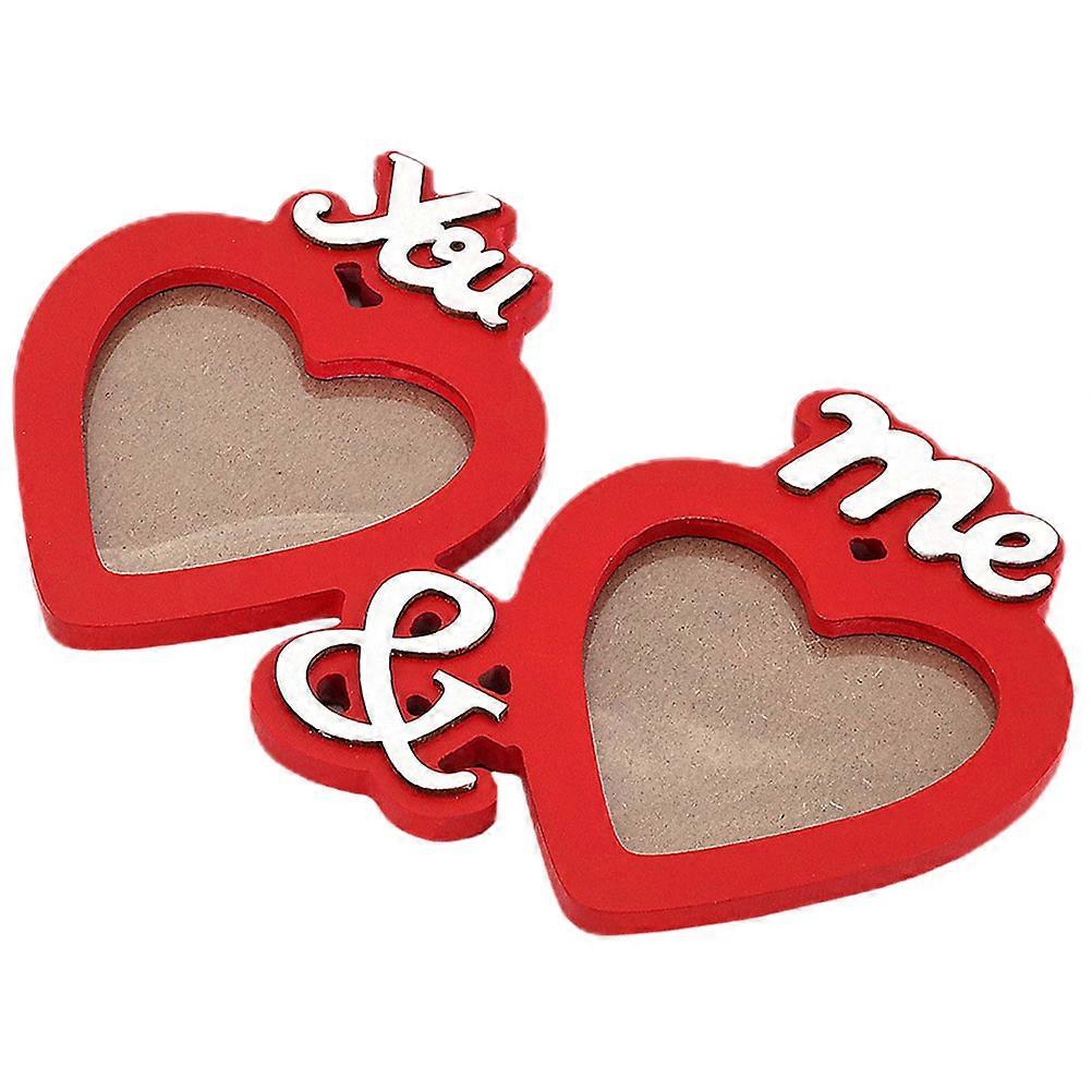 Decoration Wooden Picture Frame Double-Heart Molding Photo Display Frame For Valentine's Day 1Set