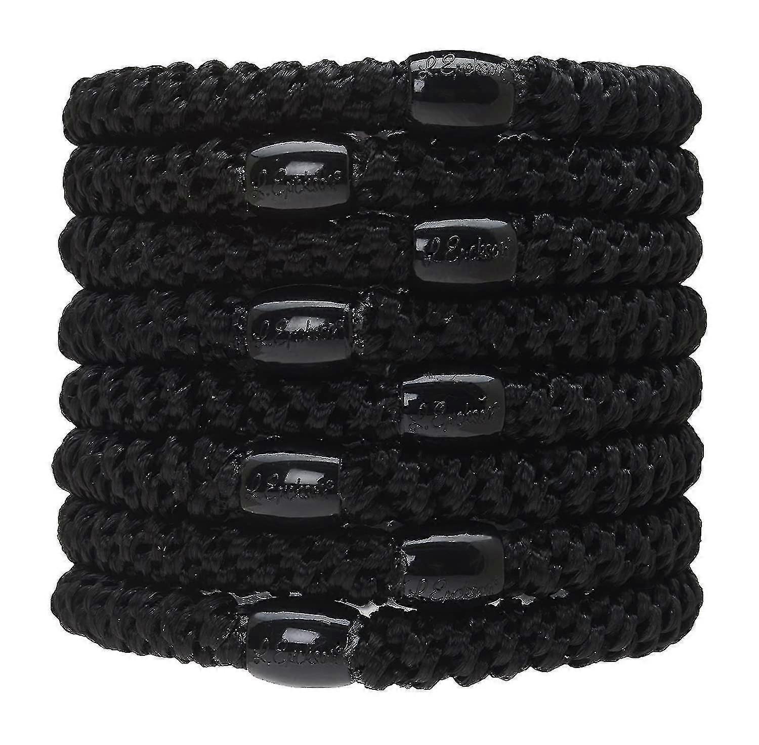 L. Erickson Grab & Go Ponytail Holders, Black, Set Of Eight - Exceptionally Secure with Gentle Hold-2025-ss