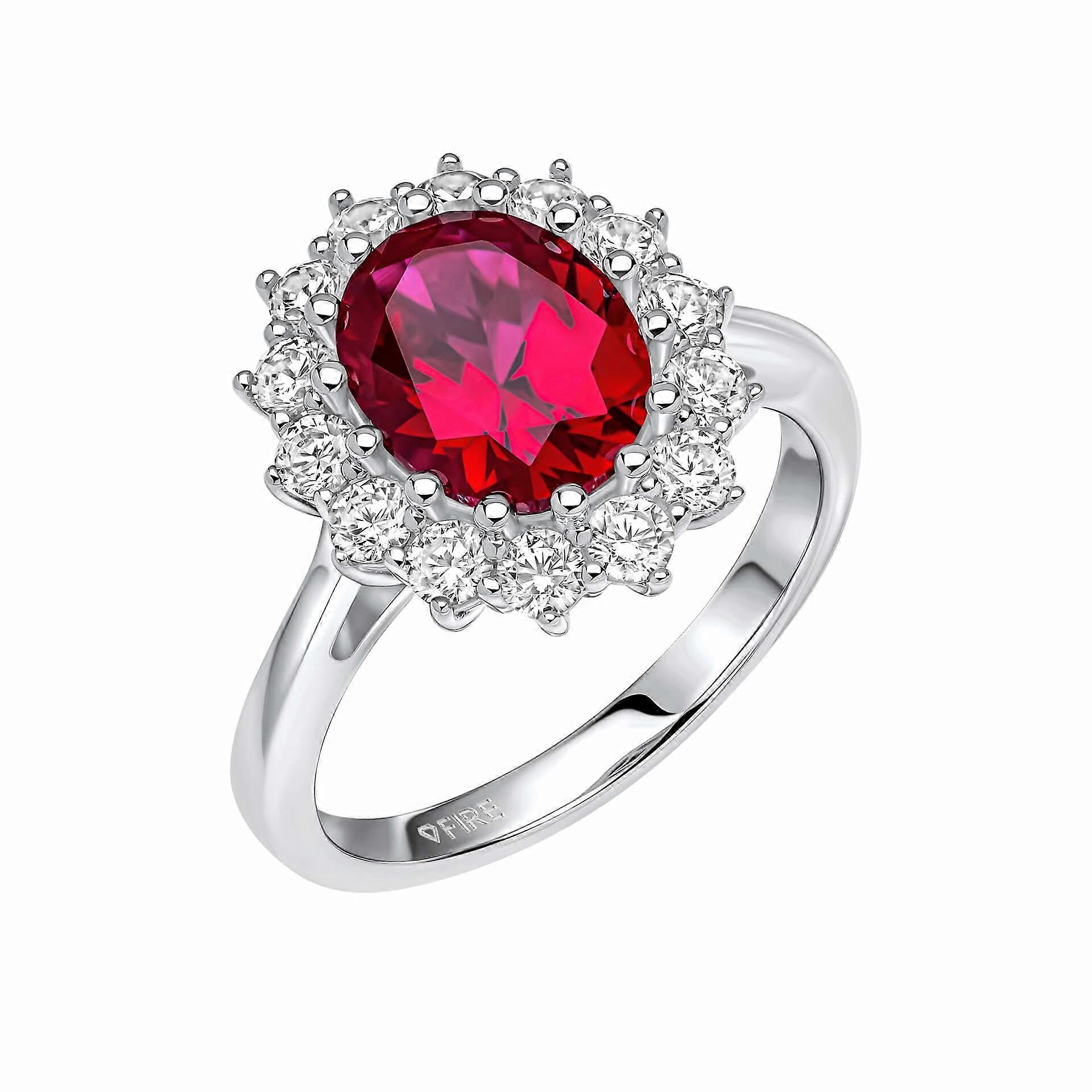 Diamonfire Oval Red Synthetic Ruby Cubic Zirconia Ring R3940