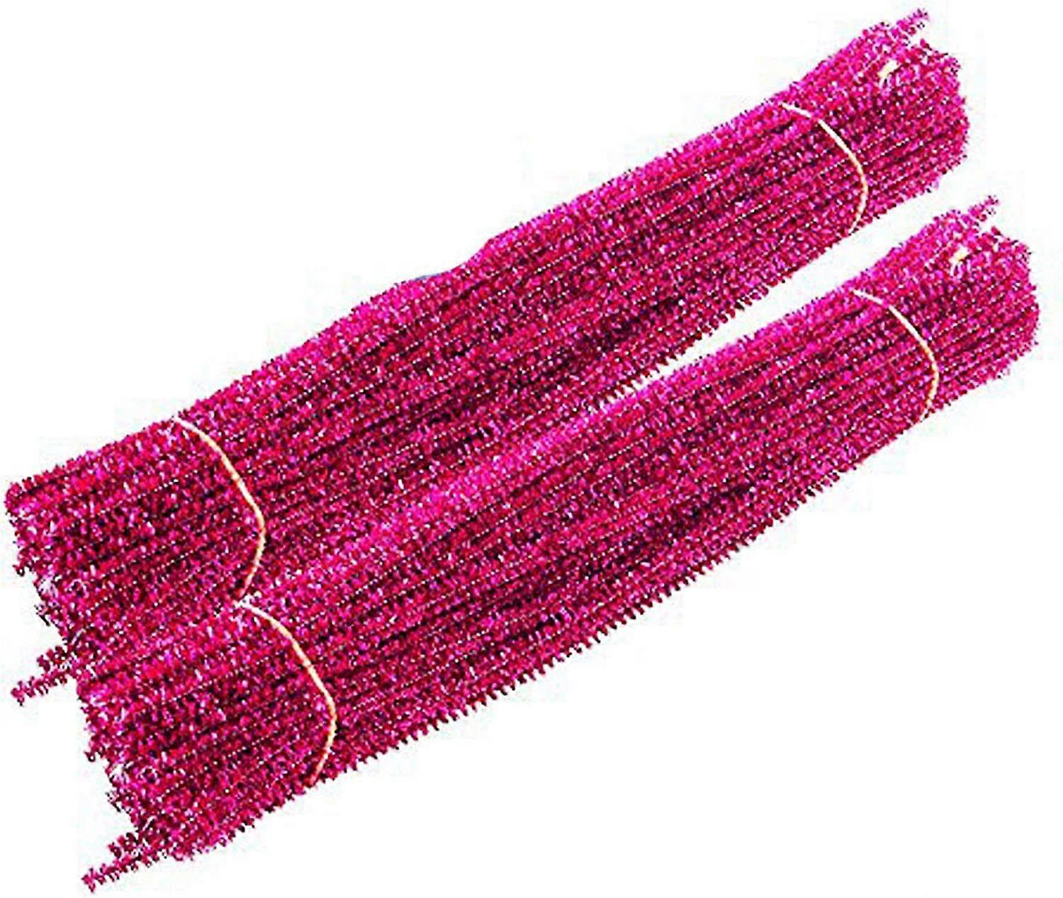 Hastes de Chenille Tinsel Creative Arts 6 mm x 12 Polegadas, Pacote de 200 (Rosa Quente)