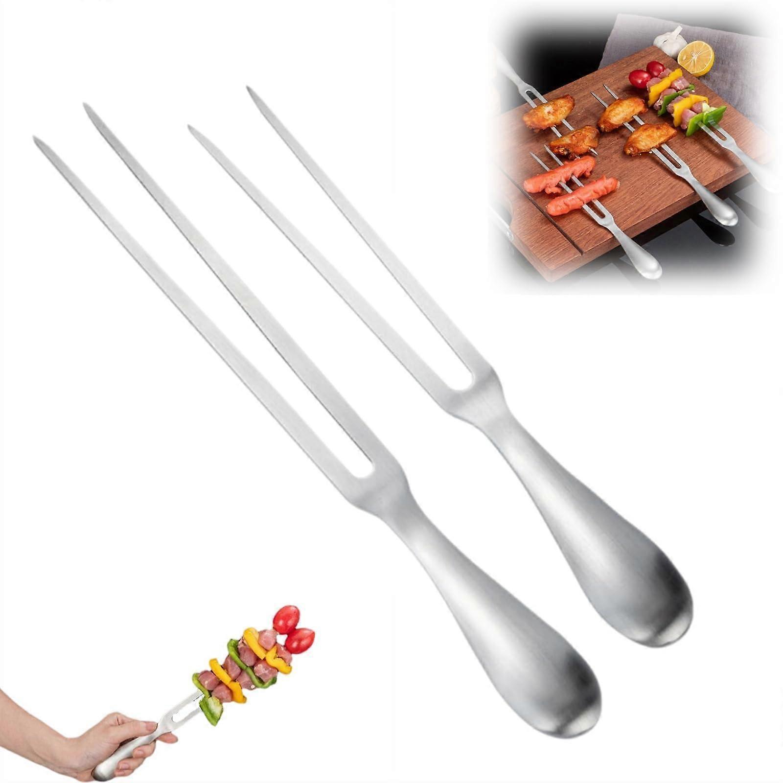 Fork for meat, steel, 26.7 cm / 30.5 cm, with long heatresistant handle, serving – for grilling, C gray 10pcs/smalllarge Ref: 3154