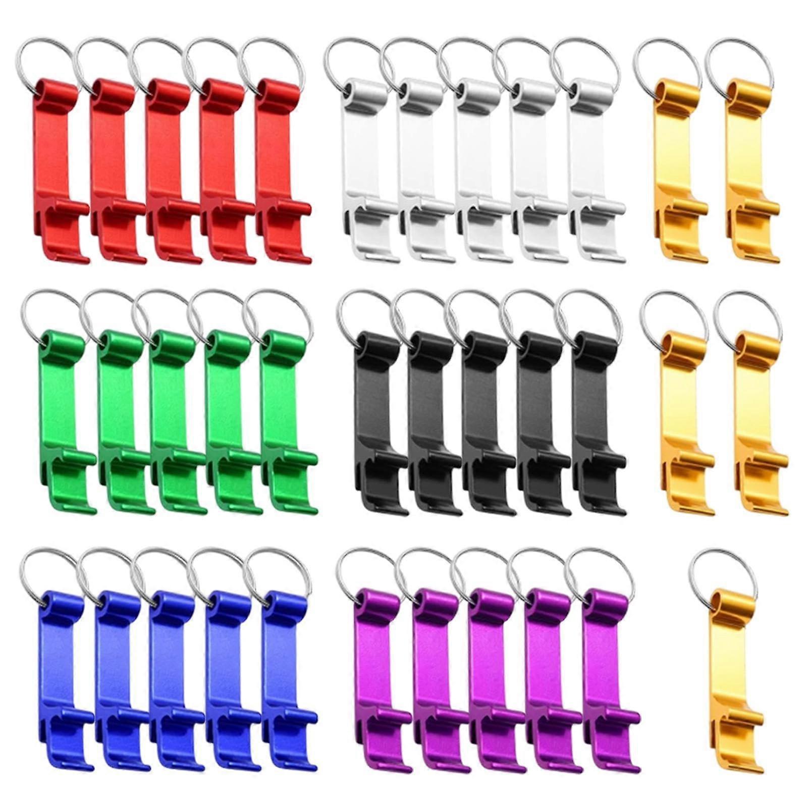 Bottle Opener Key Ring Pack of 35, Aluminium Claw Bar with Key Ring, 7 Colour Options for Soda and Beer Bottles